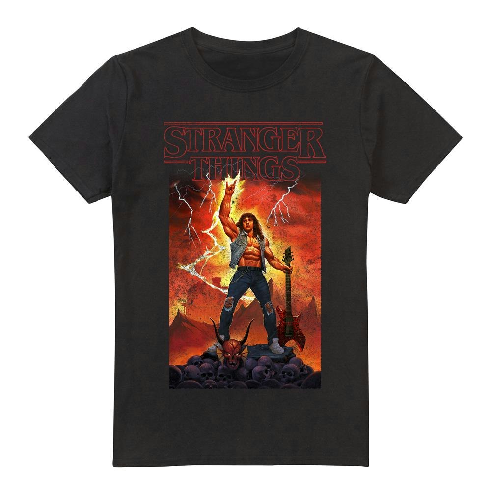 Stranger Things Men's Black Rock Of Eddie Munson T-Shirt - M