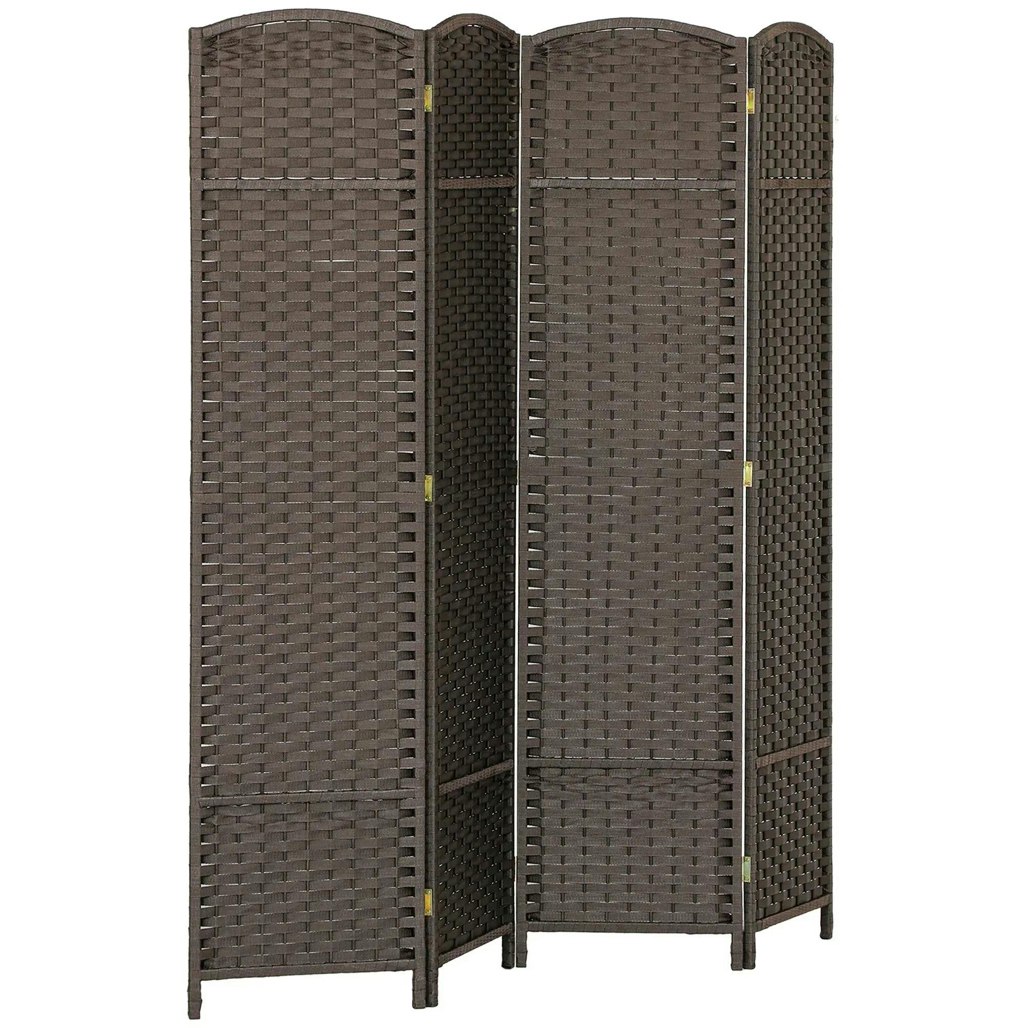 HOMCOM 4 Panel Folding Room Divider, Privacy Screen, 160 x 170cm, Brown | Size: Small - Image 7