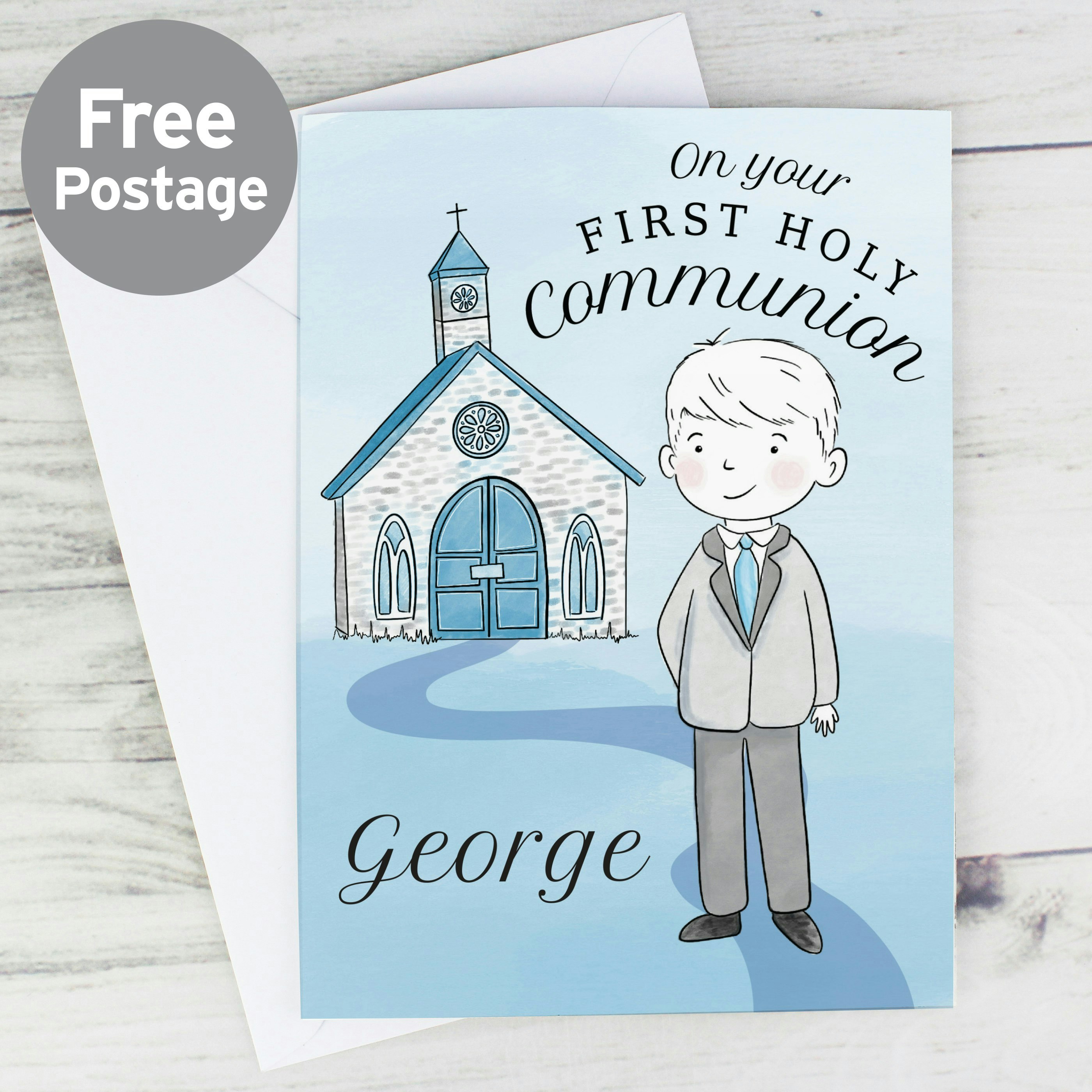 Personalised Memento Company Boys Personalised First Holy Communion Card