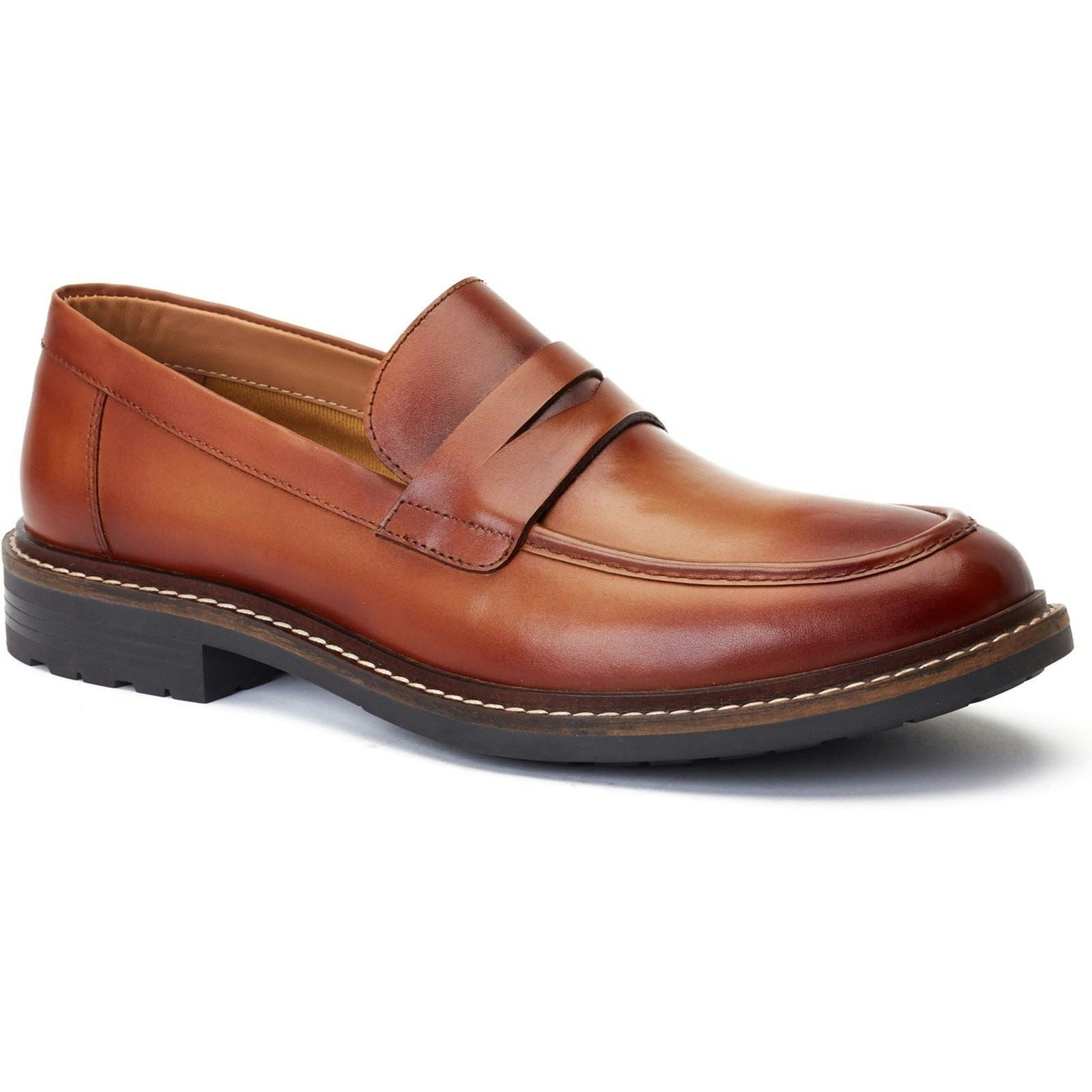 Base London Men's Ivey Leather Burnt Tan Loafers - Size 12