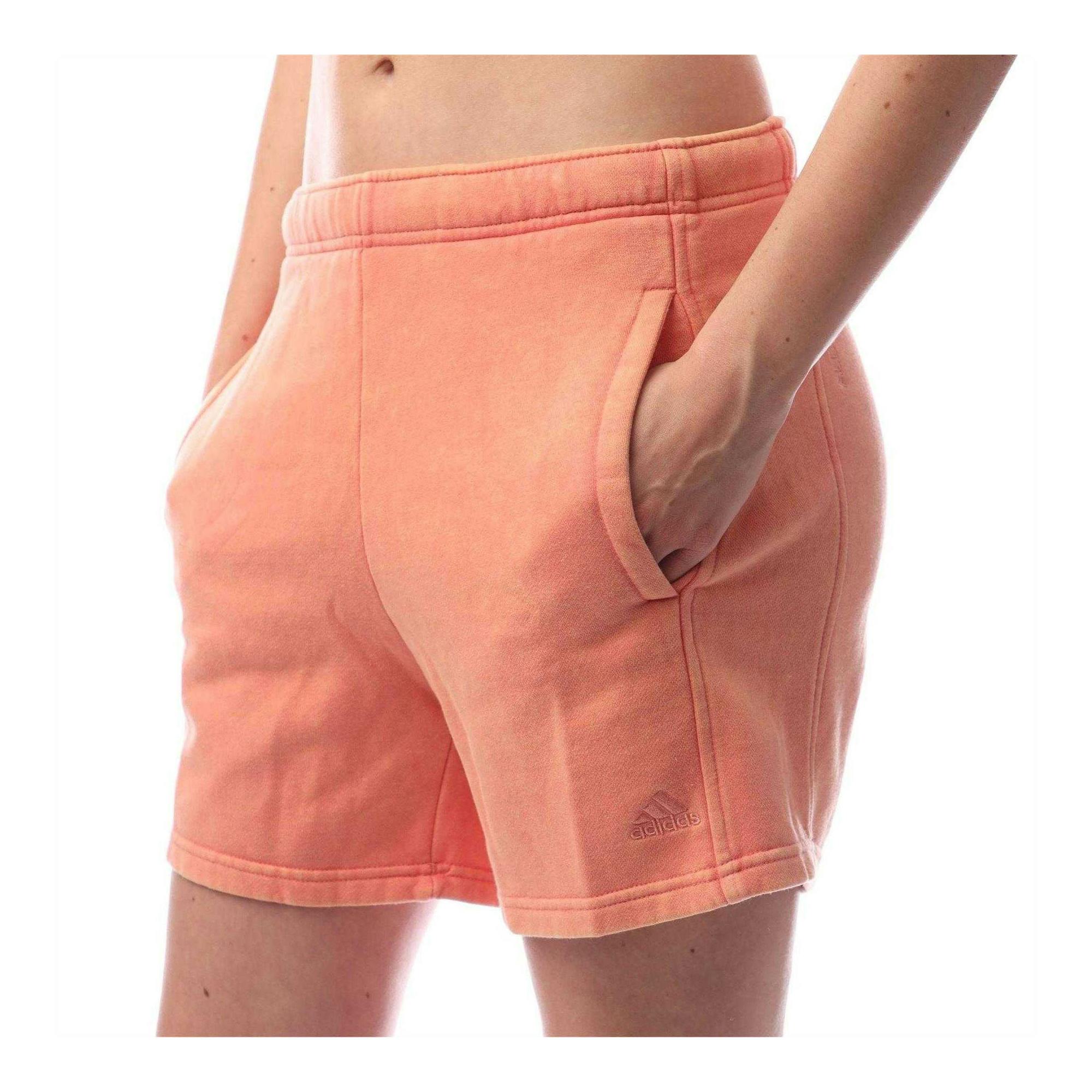 Adidas Women's Peach Cotton Blend Washed Casual Shorts - Xxs - 80% Cotton/20% Recycled Polyester