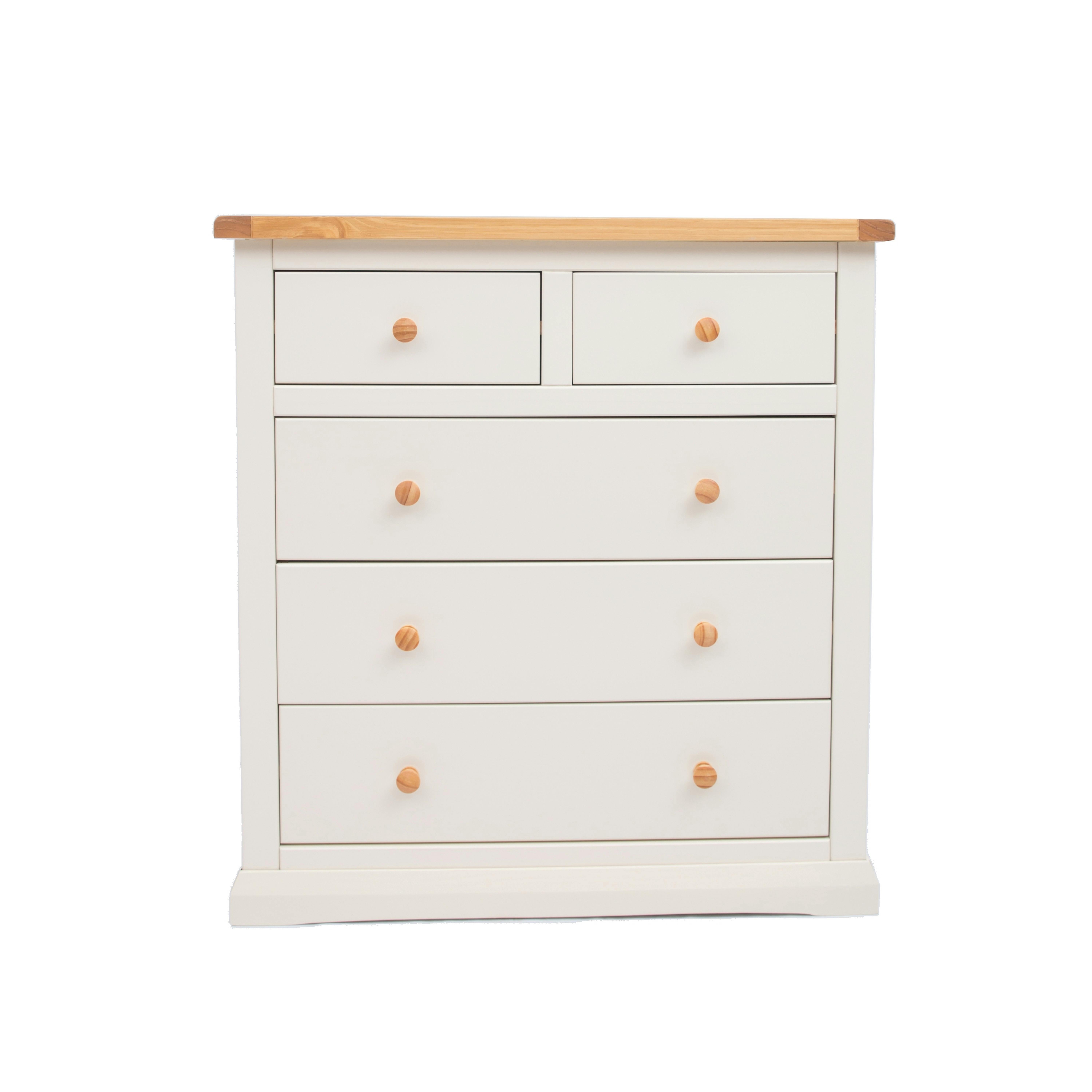 Rackhams White Castelli 5 Drawer Chest Of Drawers Wood Knob - Off