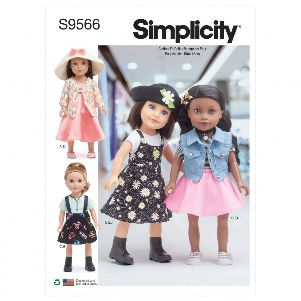 Simplicity Sewing Pattern 9566, Doll Clothes Os (One Size Only) - Intermediate - Os (One Size Only)