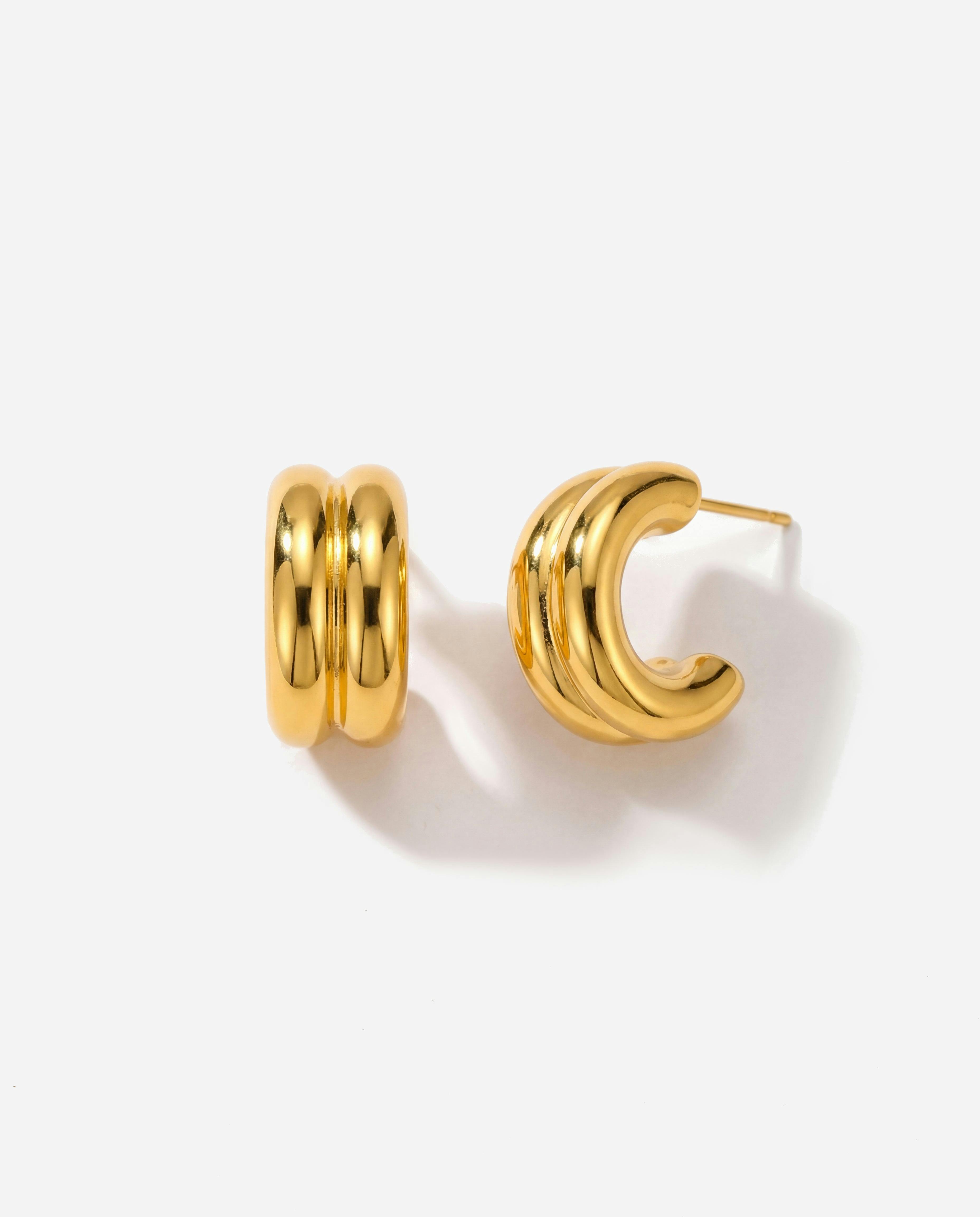 Elk & Bloom Gold Triple Twisted C 14K Huggie Hoops - No Thank You