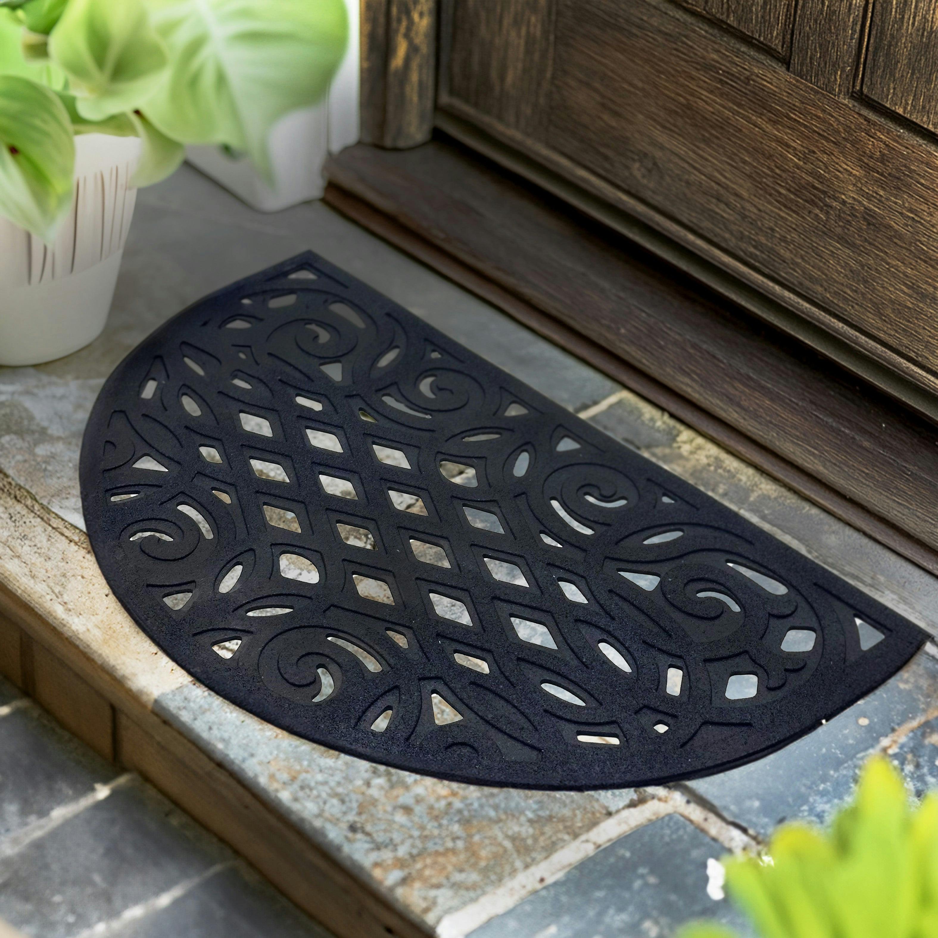 Nicoman Black Victorian Style Eco Halfmoon Outdoor Doormat