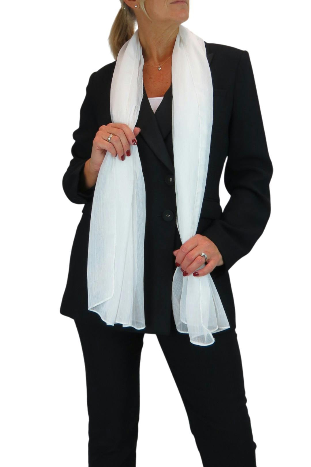 Paulo Due Ivory Silk Blend Scarf With Metallic Threads