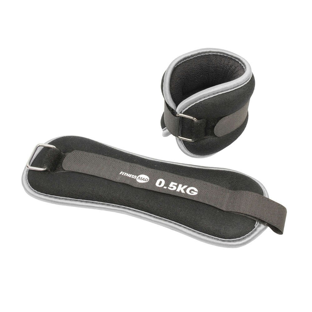 Fitness Mad Black Neoprene Ankle Wrist Weights 2 X 0.5Kg