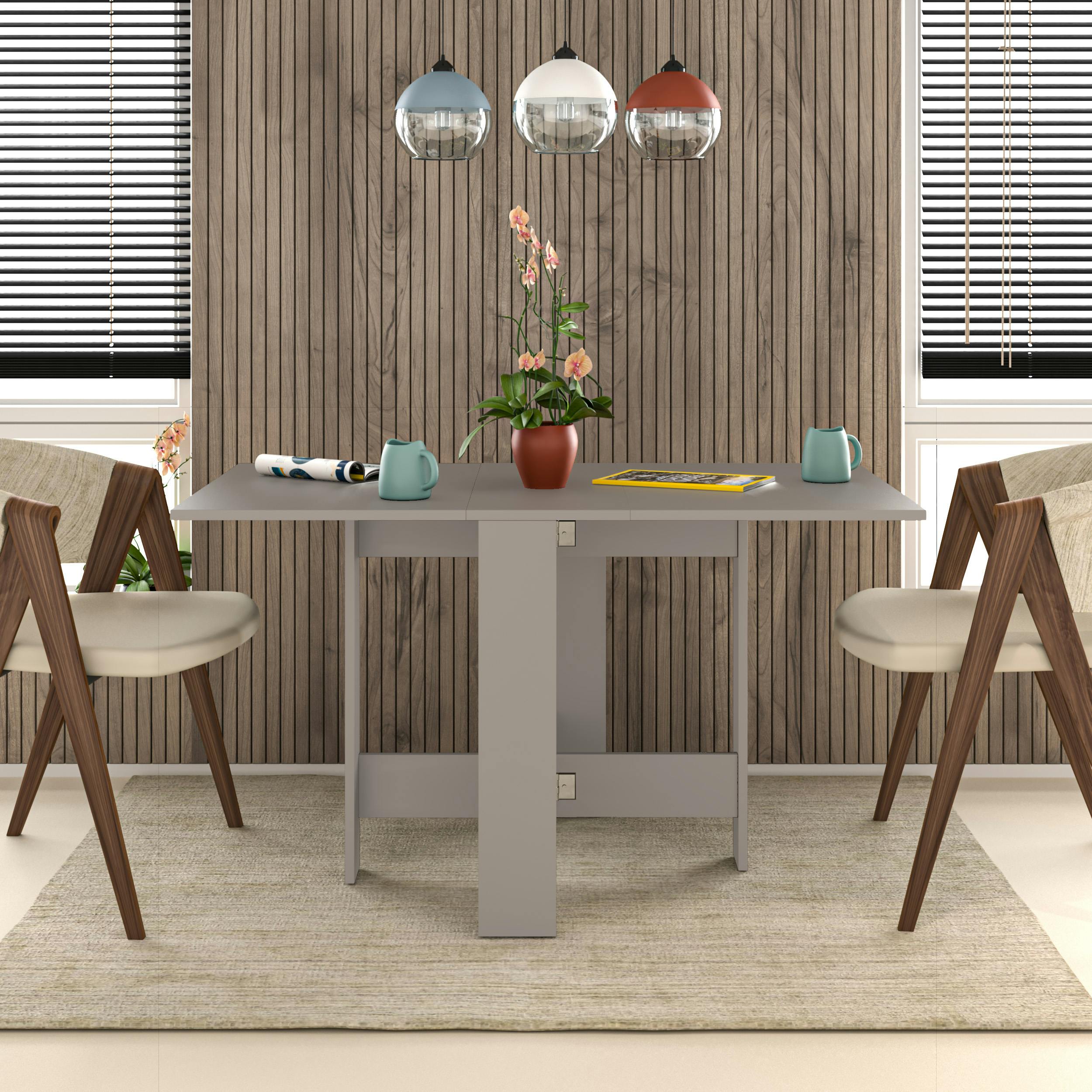 Rackhams Grey Artemio Foldable Table Mocha Rectangular Engineered Wood Folding Table 130(W)X76(D)X73.4(H)Cm Kitchen Dining Room - Mocha