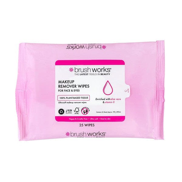 Brushworks Makeup Remover Wipes ? 25 Ultra Soft & Gentle Facial Wipes With Aloe Vera & Vitamin E, Vegan & Cruelty-Free - Image 2