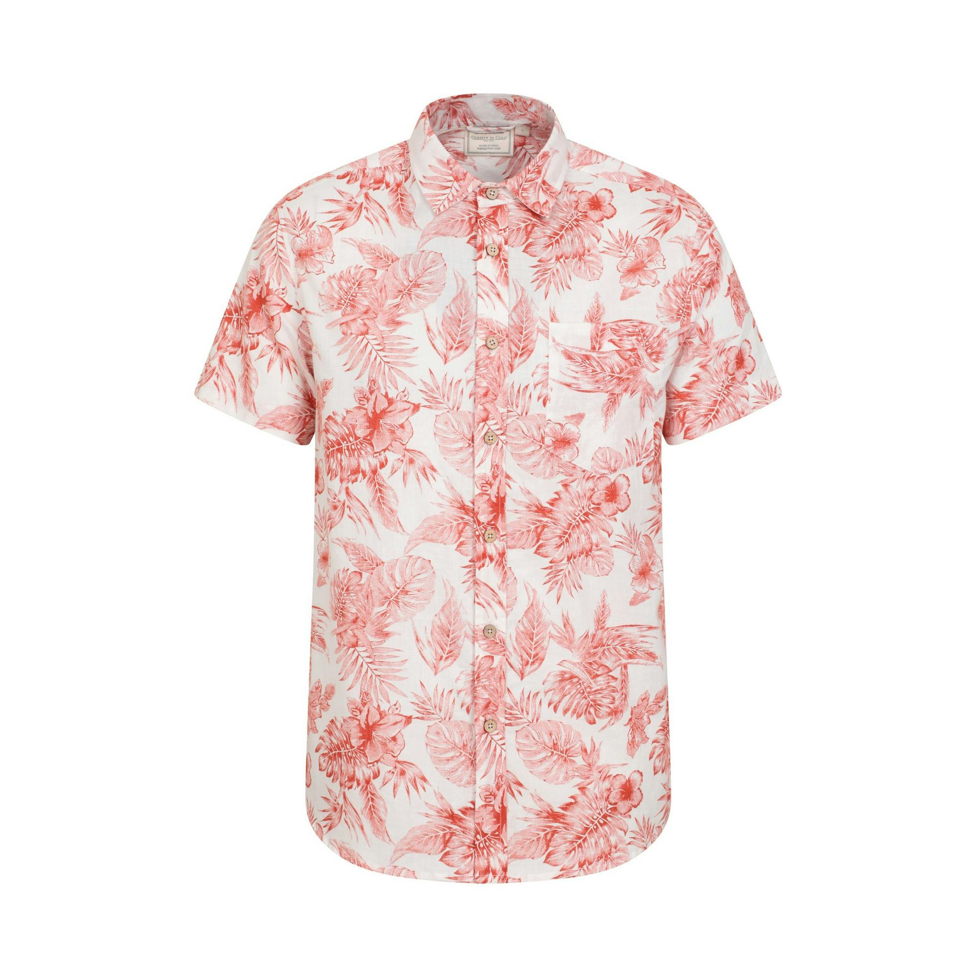 Mountain Warehouse Men's White Tropical Leaves Shirt - Rust/ - 3XL - Rust/ - 100% Cotton