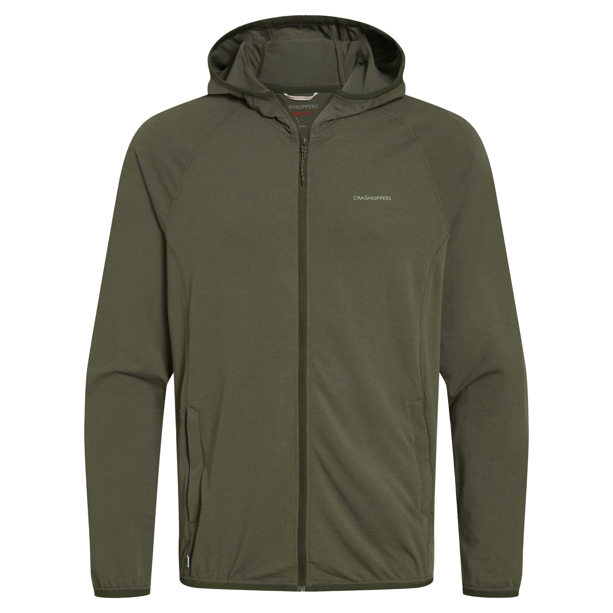 Craghoppers Men's Dark Nadim Nosilife Hooded Jacket - Sage - L - Sage - 74% Recycled Polyester/22% Cotton/4% Elastane