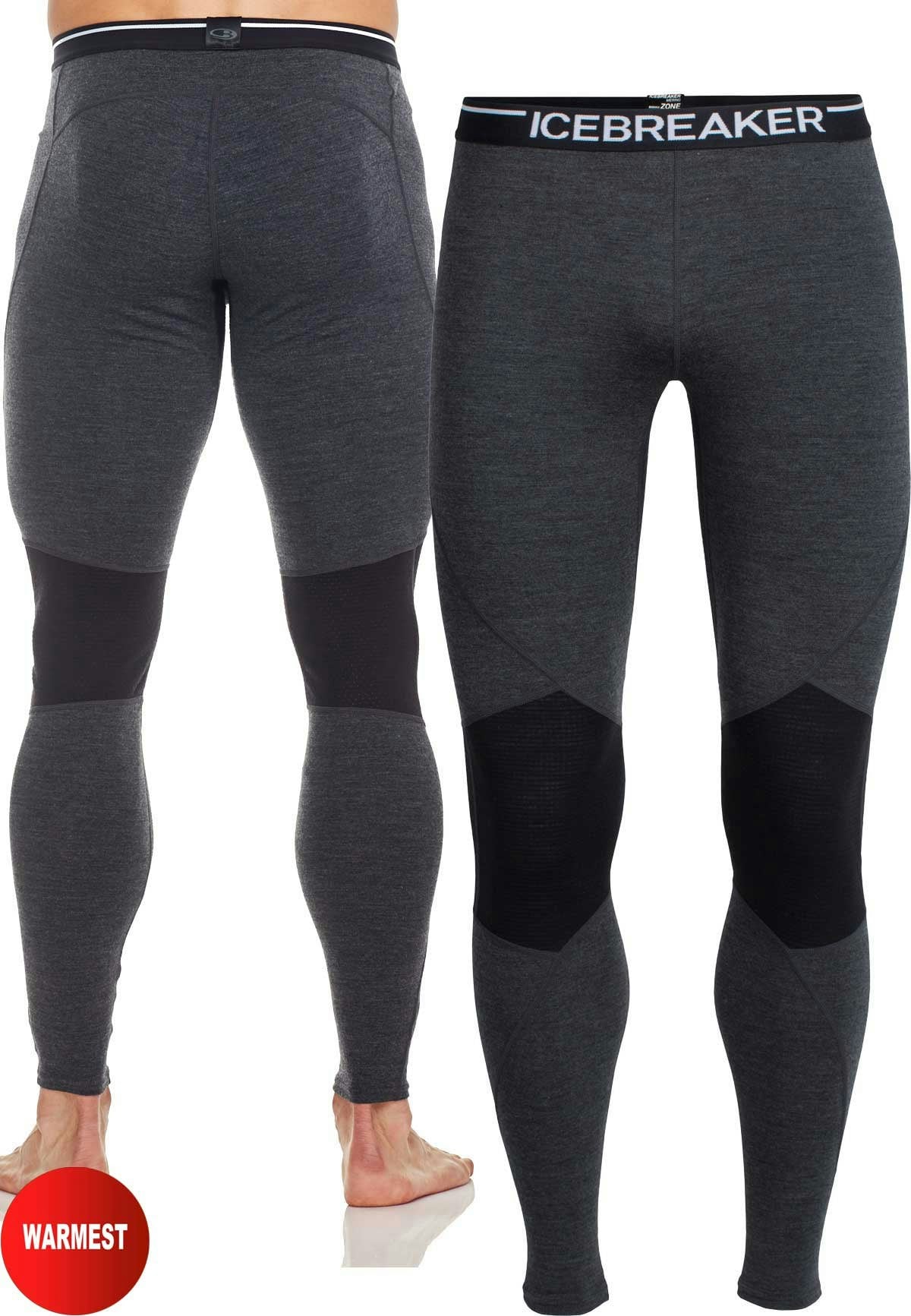 Icebreaker Men's Grey/Black Zoneknit 260 Leggings {Ic-0A56hg} - Jet Heather - Large