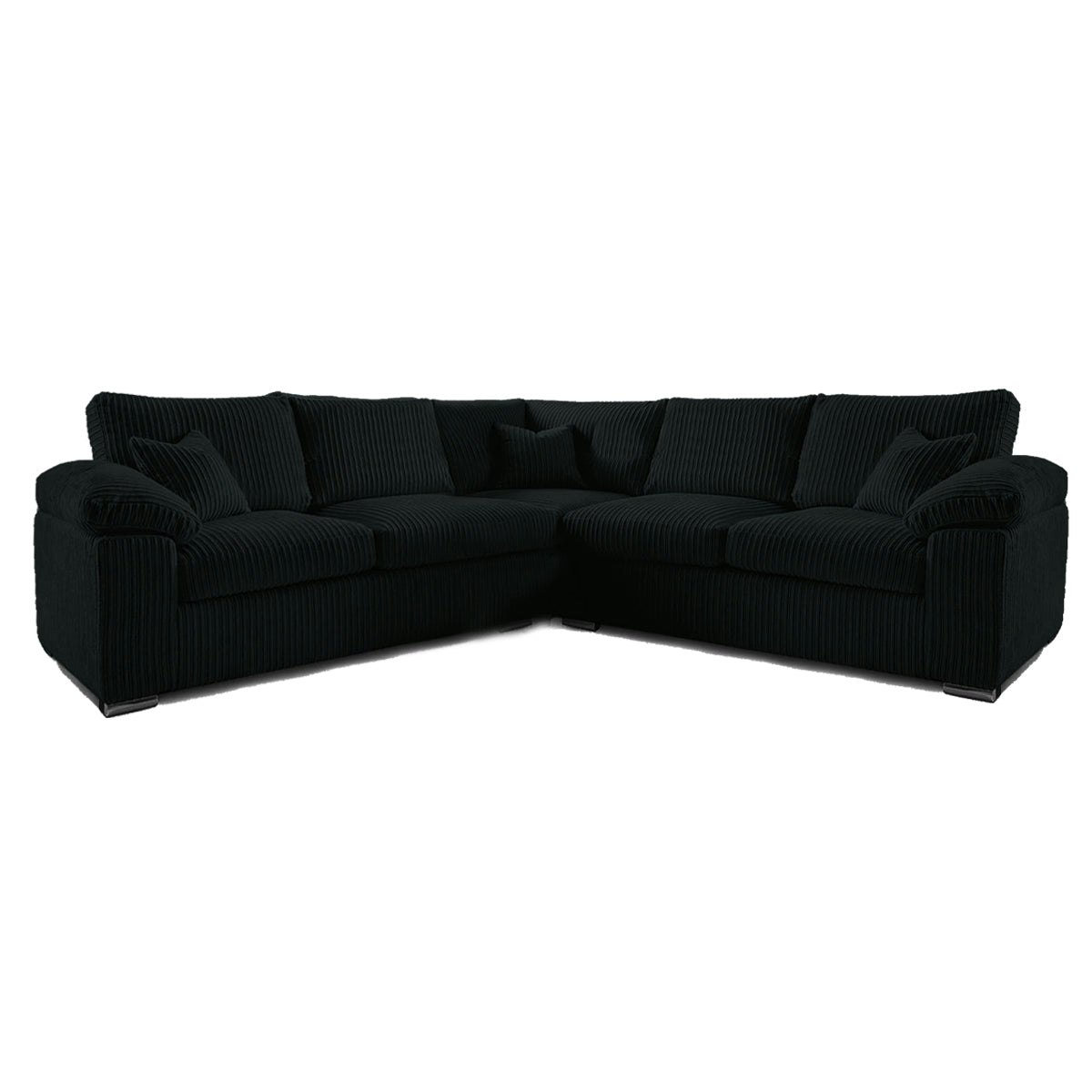 Rackhams Black Delta Full Jumbo Cord 5 Seater Corner Sofa