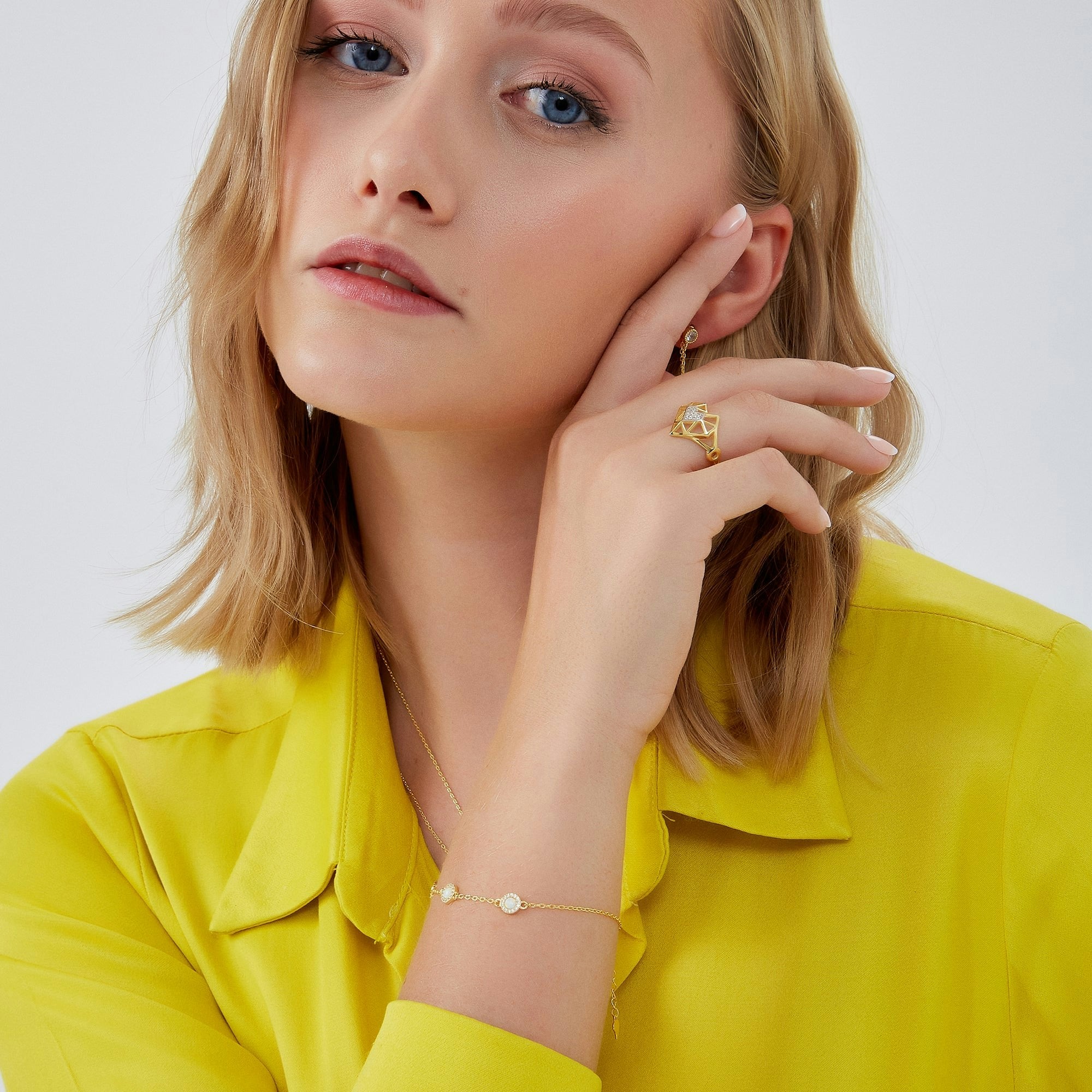Spero London White/Silver/Gold Opal Jewelled Sterling Bracelet Vermeil