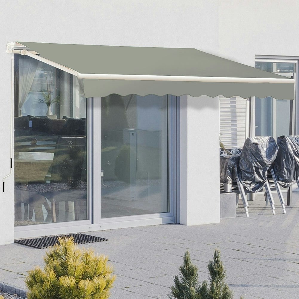 Rackhams Grey 6Ft/ 8Ft/ 9Ft/ 11Ft/ 13Ft Outdoor Retractable Patio Manual Shelter Awning Canopy For Window And Door - 8Ft
