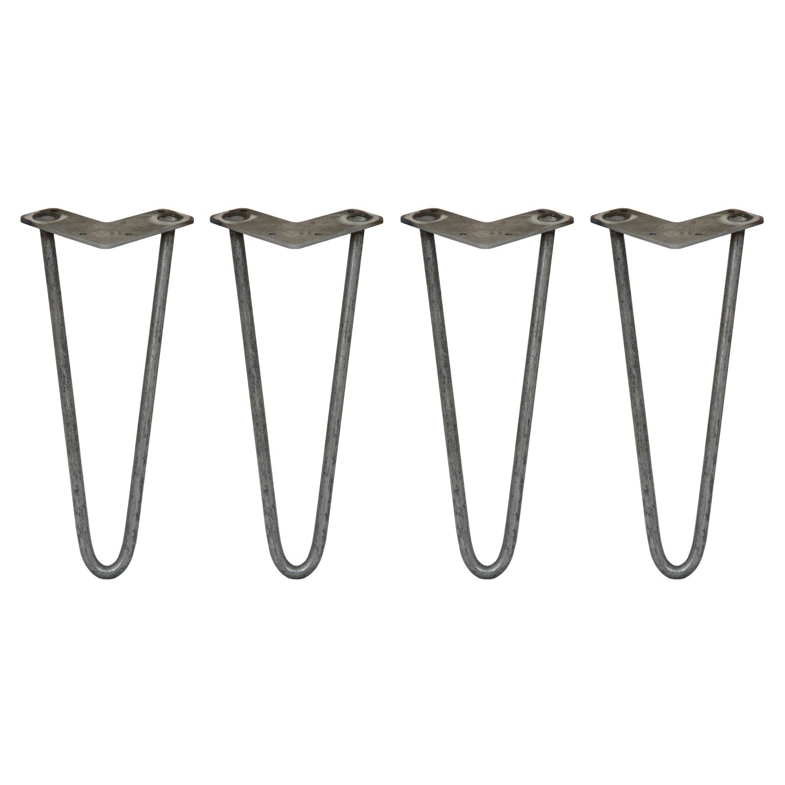 Rackhams 4 X 12" Hairpin Legs - 2 Prong - 12Mm - Raw Steel