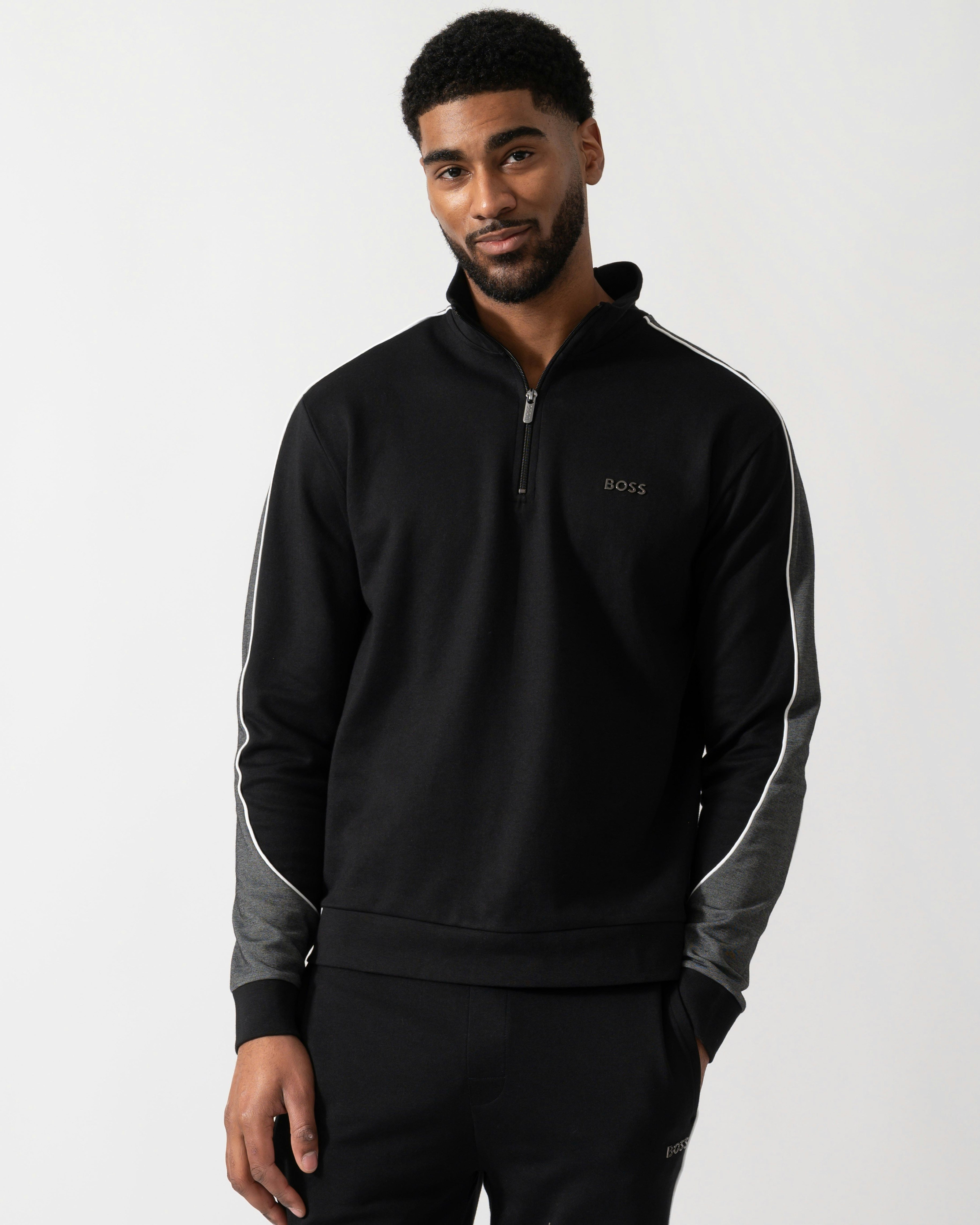 Boss Men's Orange/Black 1/4 Zip Loungewear Tracksuit Jacket - 001 - 001 - Xl
