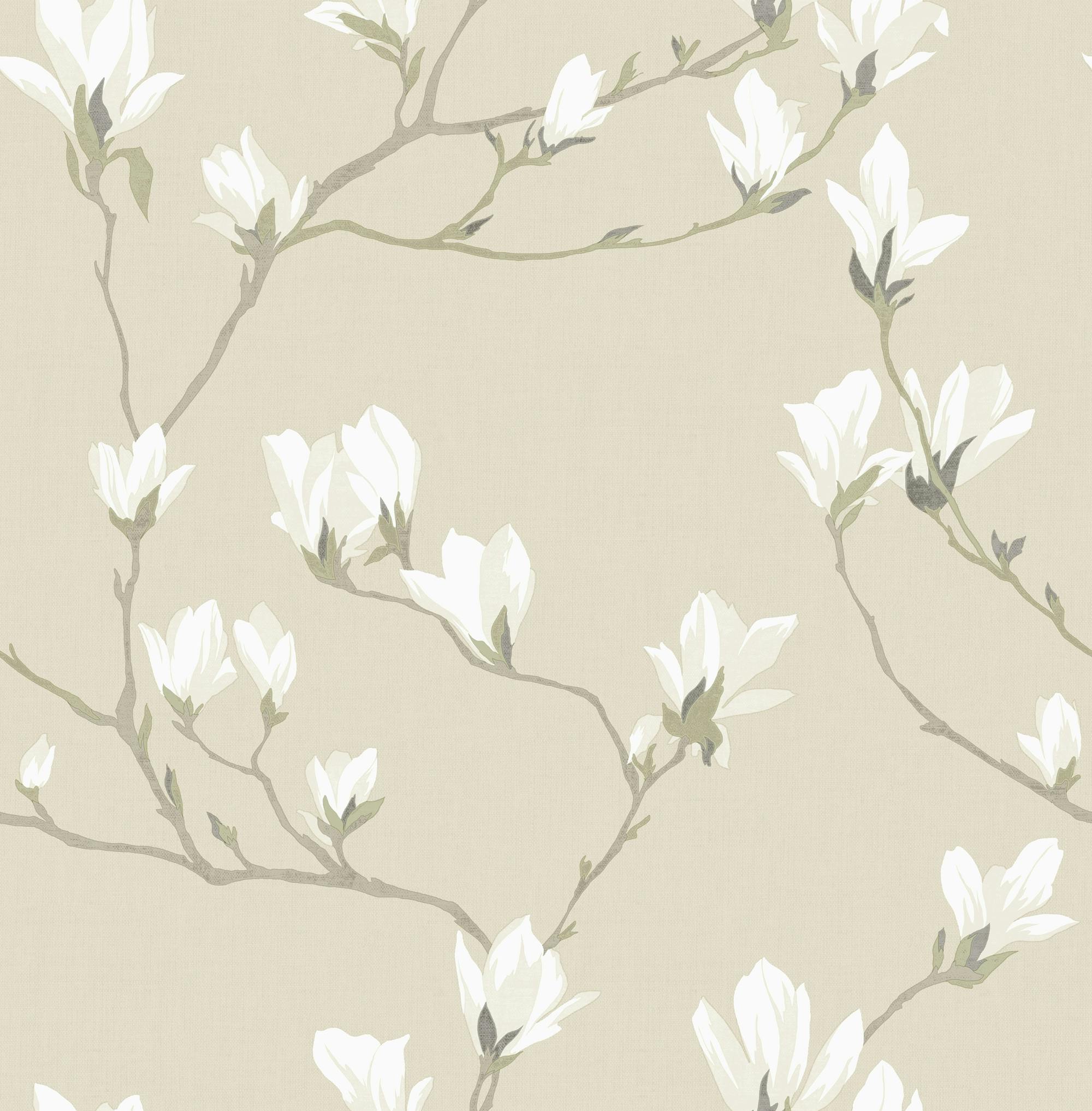 Laura Ashley Magnolia Grove Wallpaper - Natural - 10M