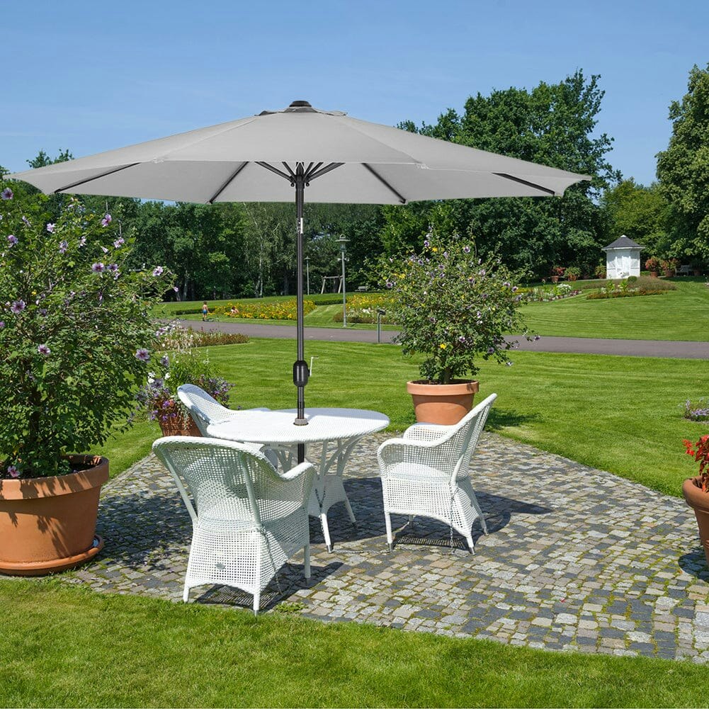Rackhams Light/Grey 3M Sunshade Parasol Backyard Garden Tilt Umbrella With Crank