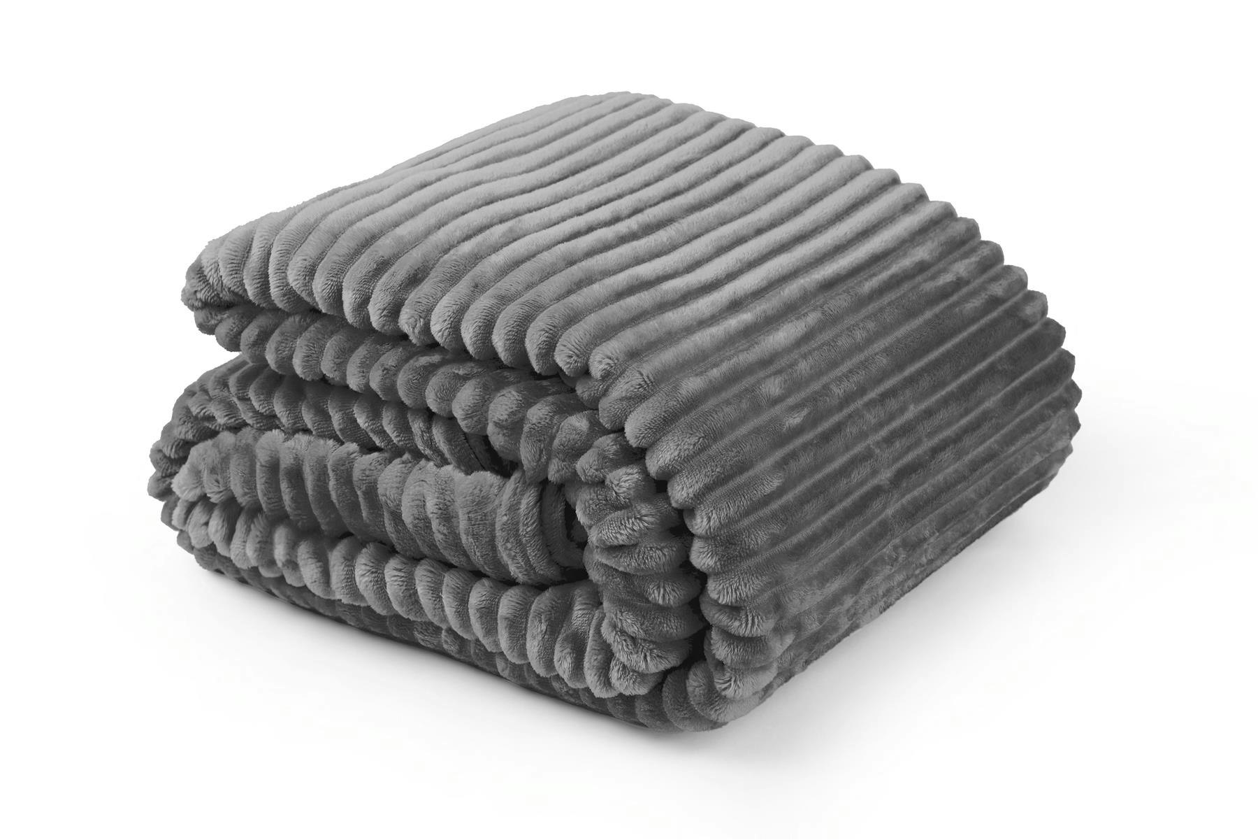 Rackhams Cream/Silver Dakota Charcoal Blanket/Throw - Charcoal - 140X180cm