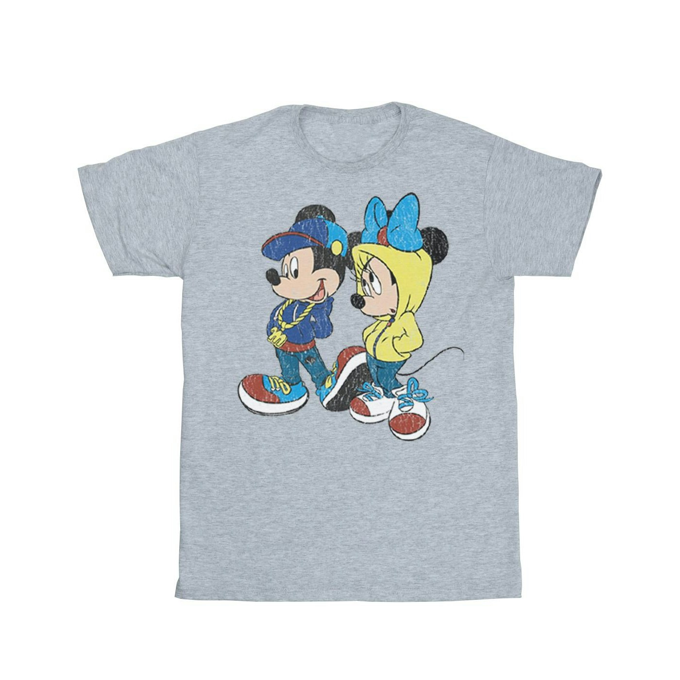 Disney Women's Grey Mickey And Minnie Mouse Pose Cotton Boyfriend T-Shirt - Sports - Sports - 3XL