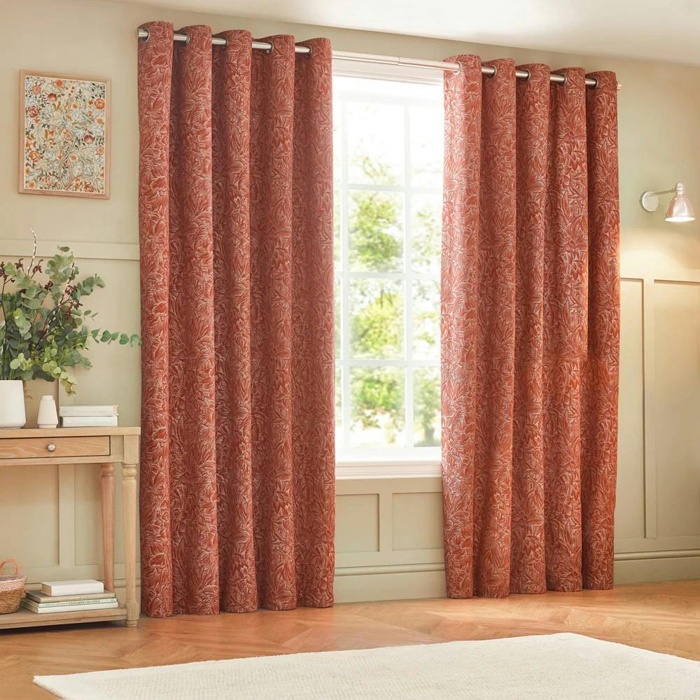 Wylder Light Nature Grantley Jacquard Eyelet Curtains - Brick - 117Cm X 183Cm - Brick - 100% Polyester