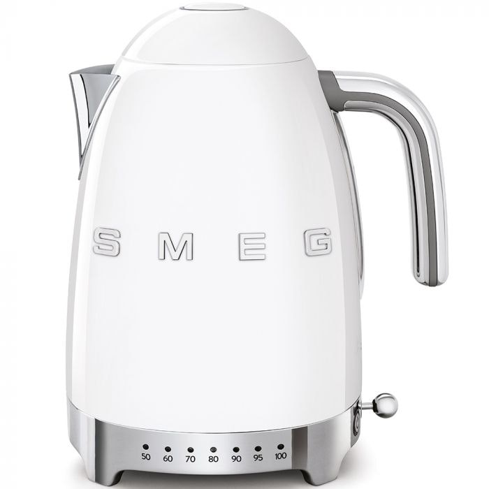 Smeg White 50S Retro Klf04 Kettle With Temperature Selector Litre Size 1.7
