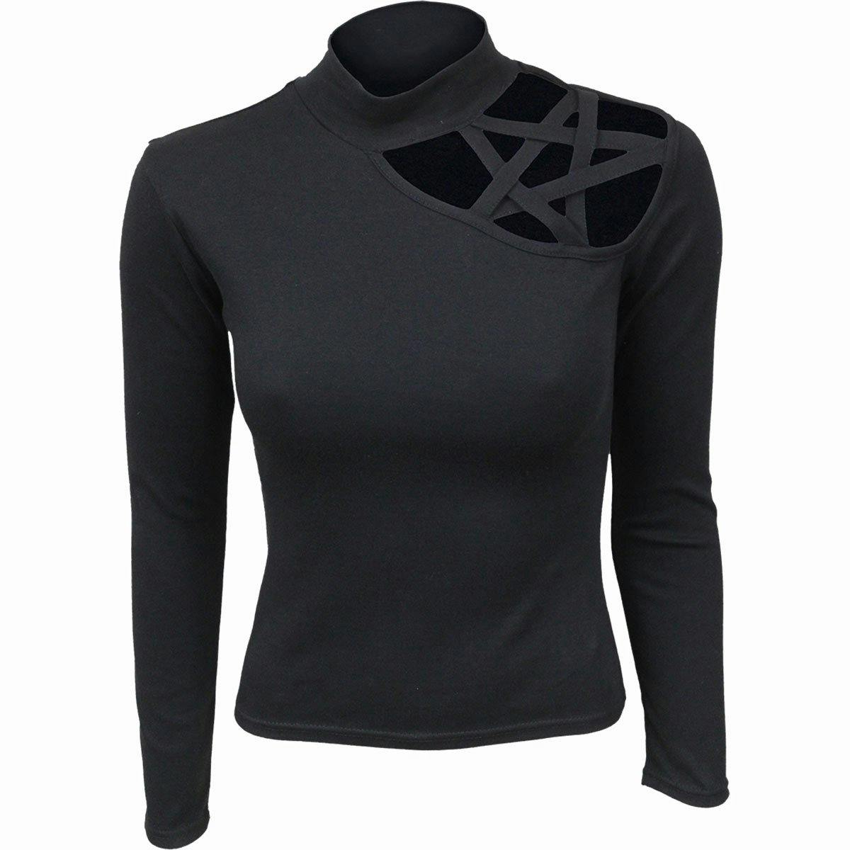 Spiral Direct Dark Gothic Elegance - Pentagram Shoulder Longsleeve Top - L - Spi - Spi