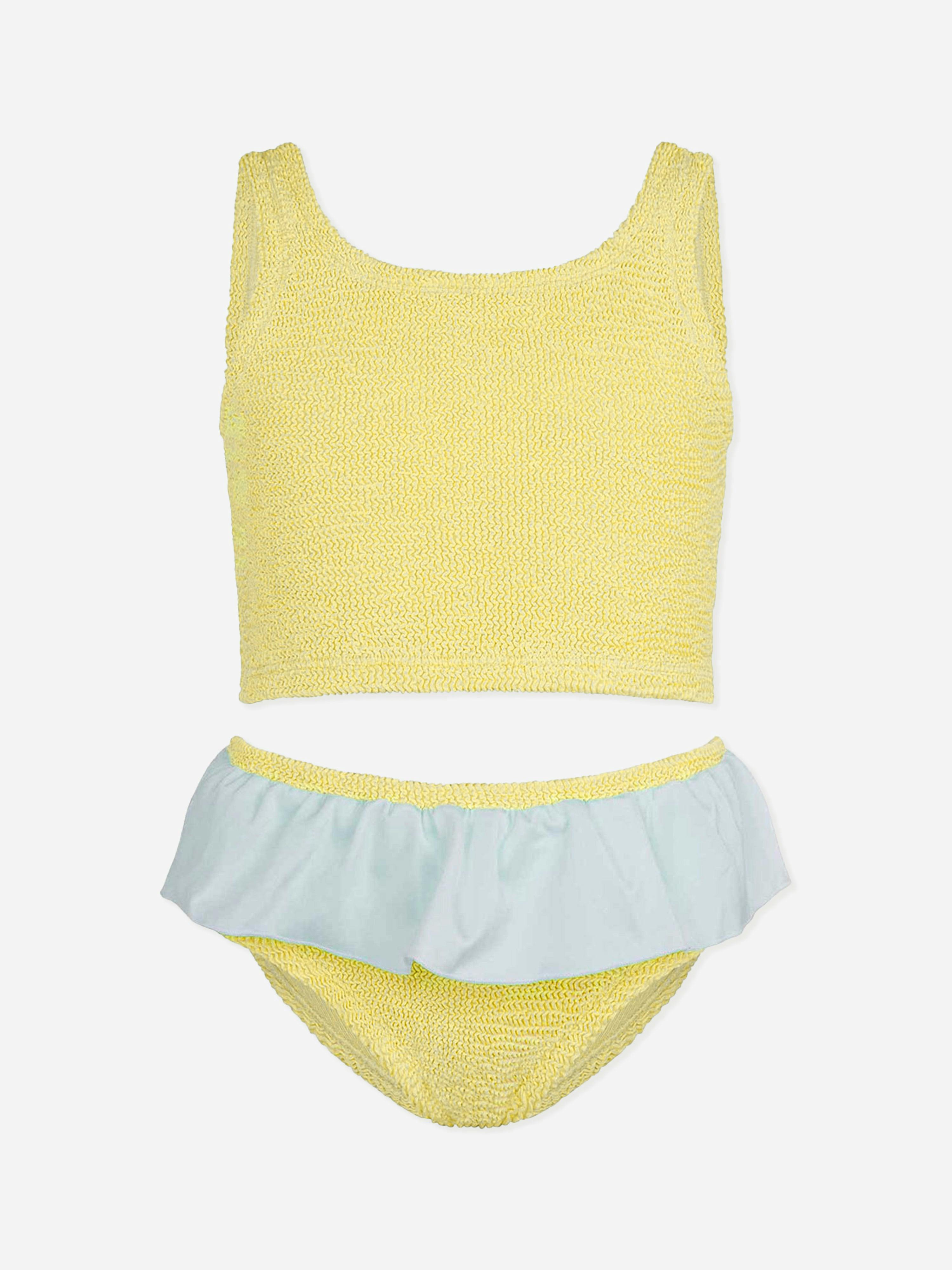 Hunza G Girls Yellow Olive Bikini In - 7 - 12 Yrs