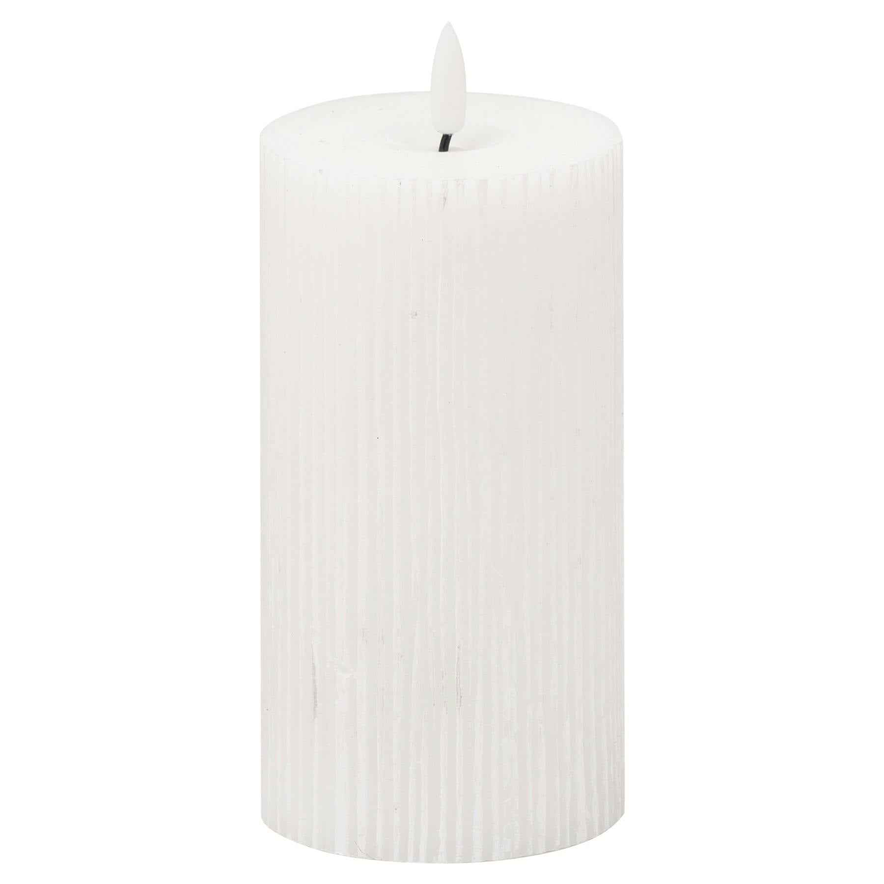 Hill Interiors White Luxe Collection Ribbed Natural Glow Electric Candle - 23Cm X 9Cm X 9Cm - 100% Mixed