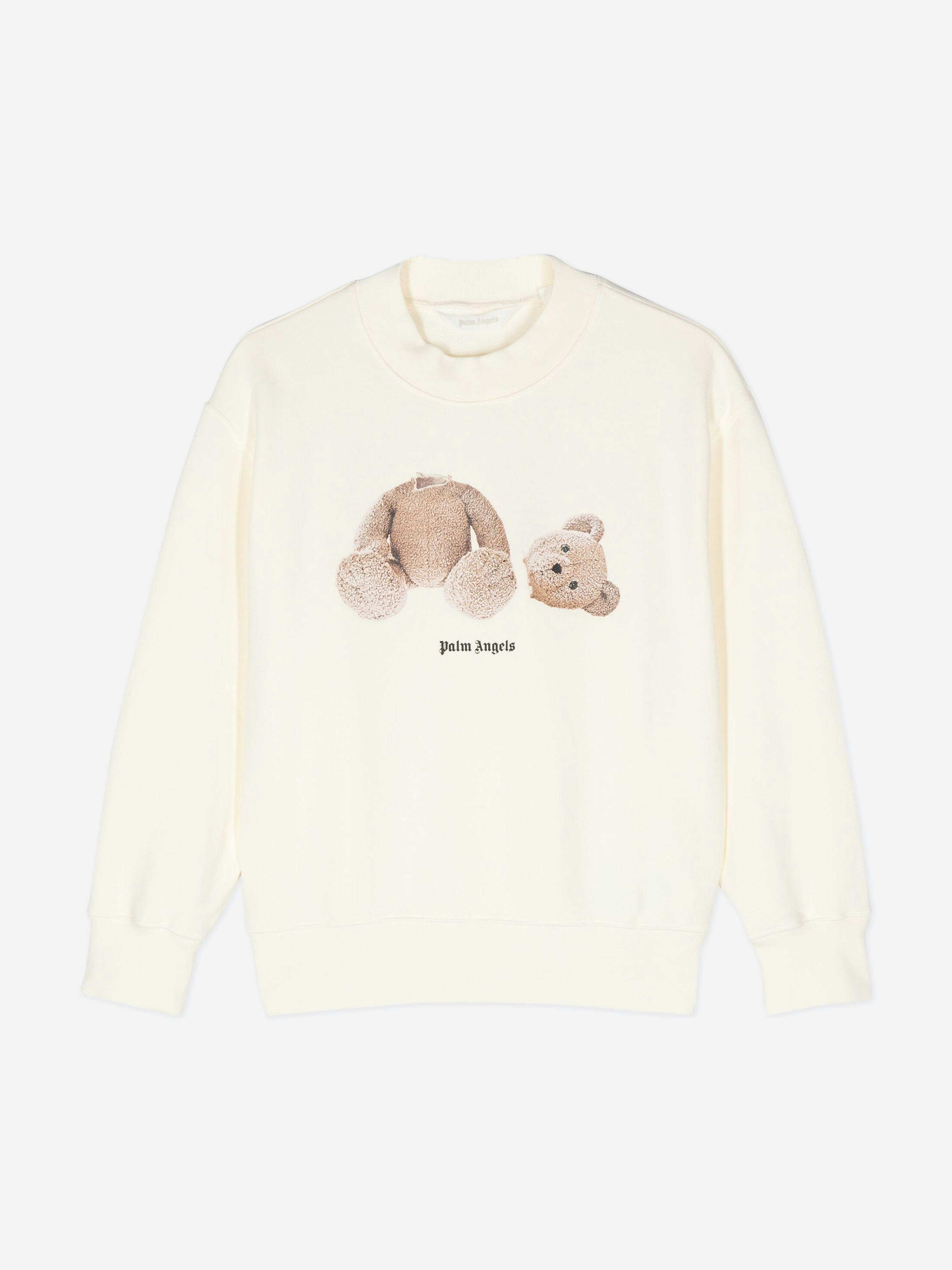 Palm Angels Ivory Kids Bear Crewneck Sweatshirt In - 8 Yrs