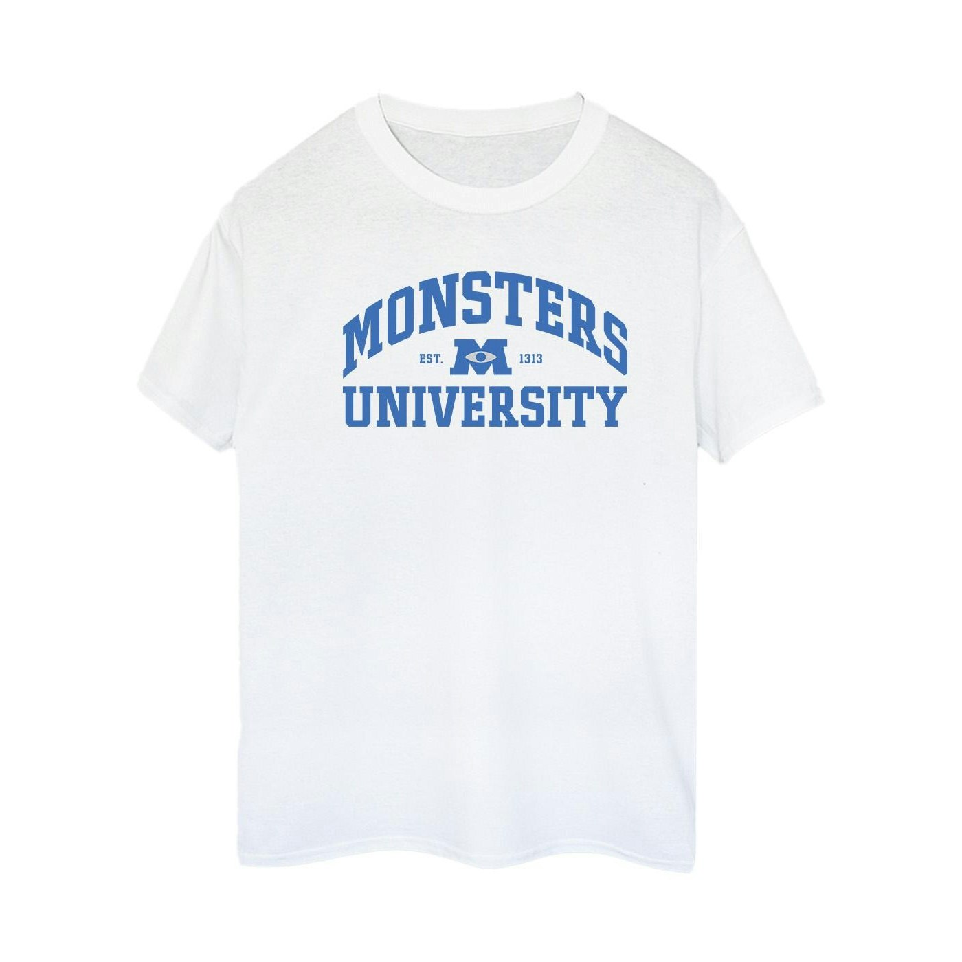 Disney Women's White / Monsters University Logo Cotton Boyfriend T-Shirt - Xxl