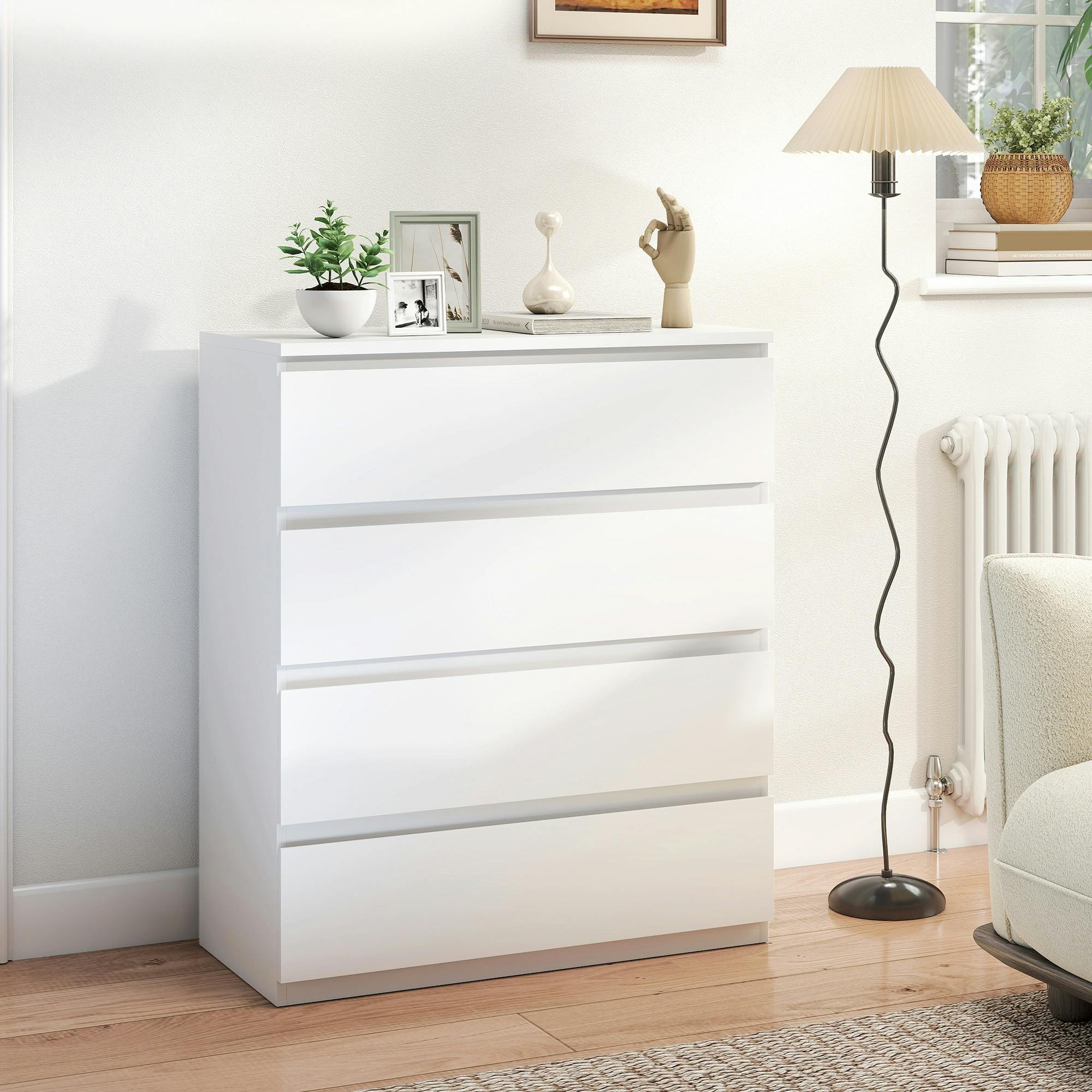Rackhams White Chest Of Drawers, 4 Drawer Storage Cabinet Unit For Bedroom,