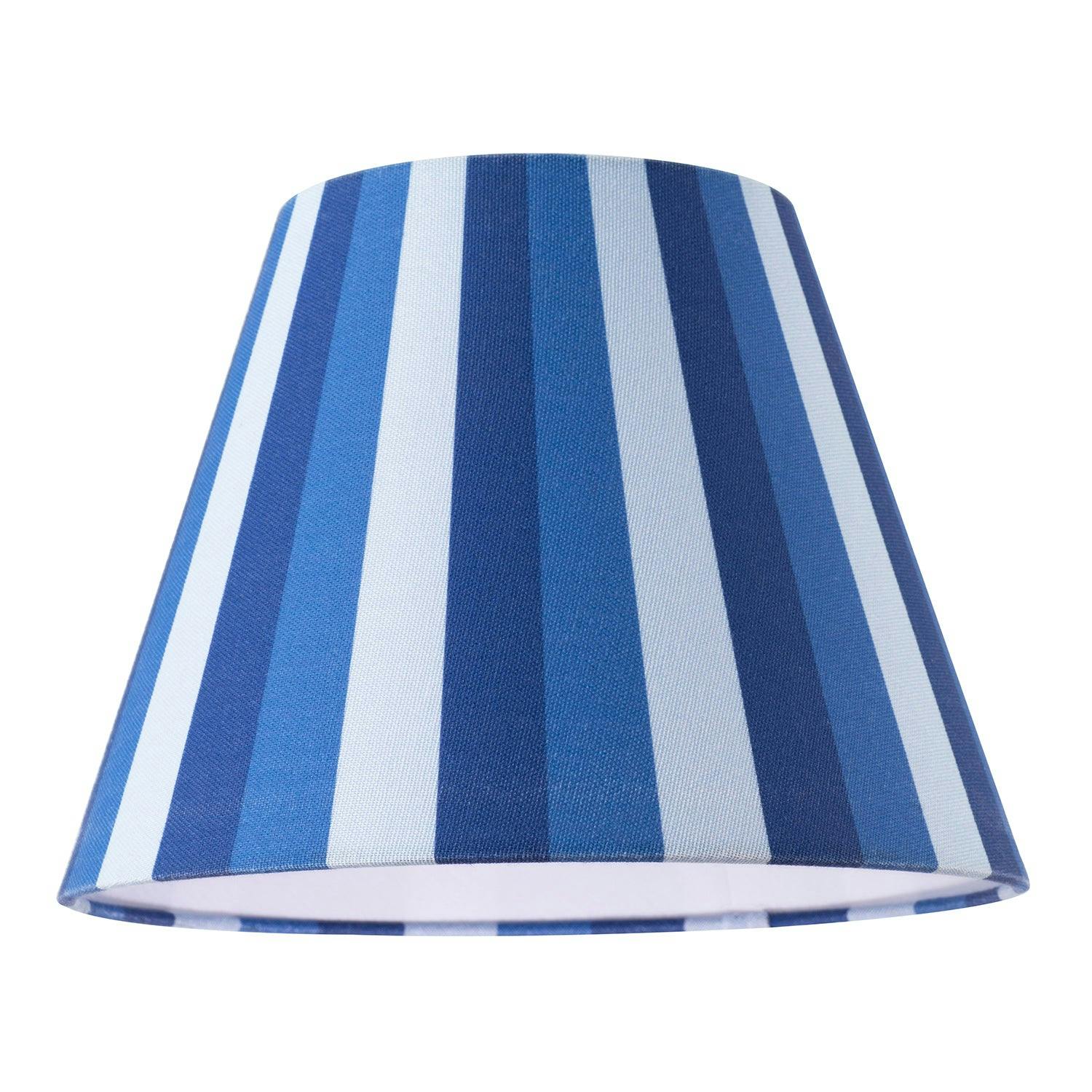 Rackhams Blue Multi Tone Striped Linen Coolie Lamp Shade With Cotton Inner