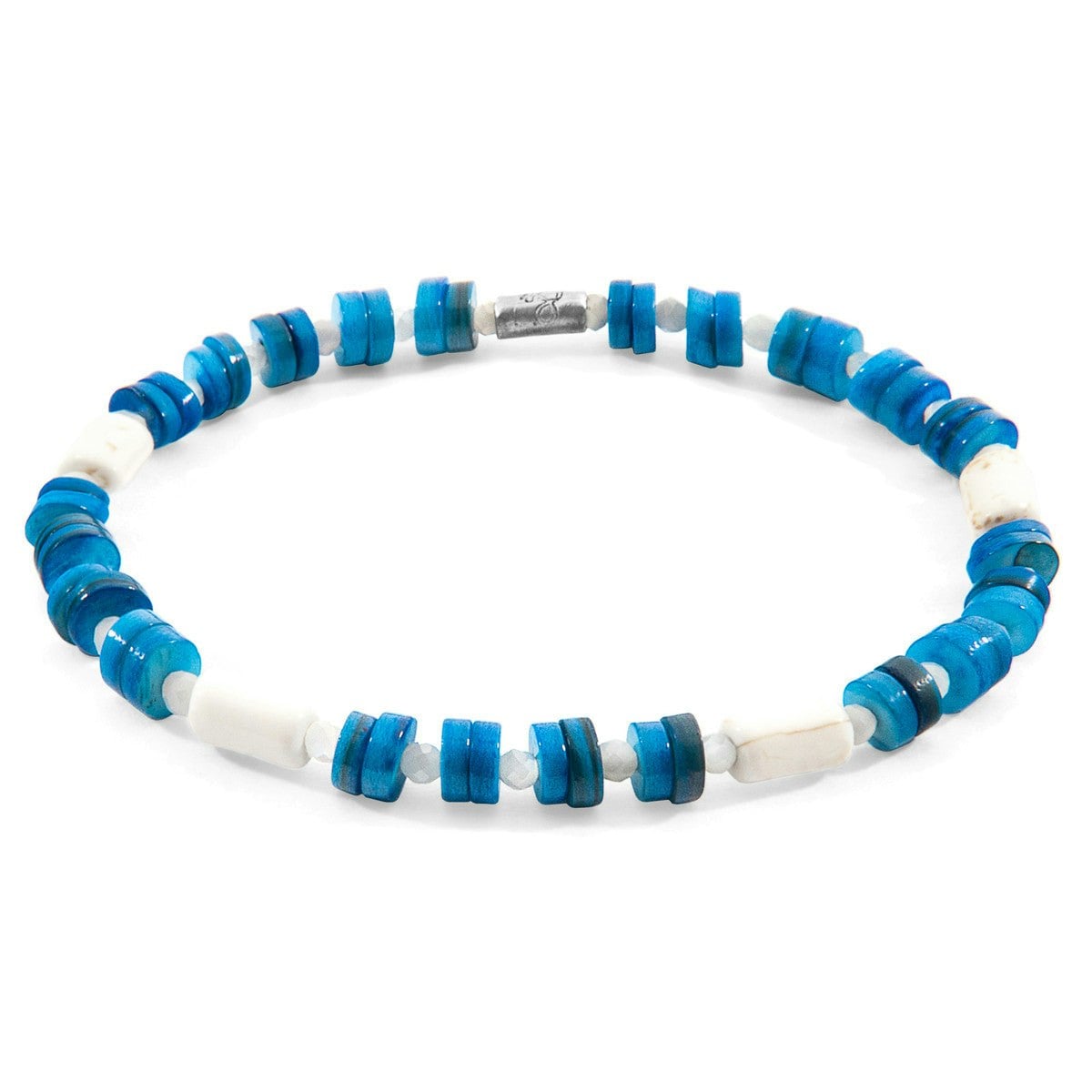 Anchor & Crew Blue/Silver Maisie And Freshwater Shell Skinny Bracelet - S - 19Cm (Most Popular)