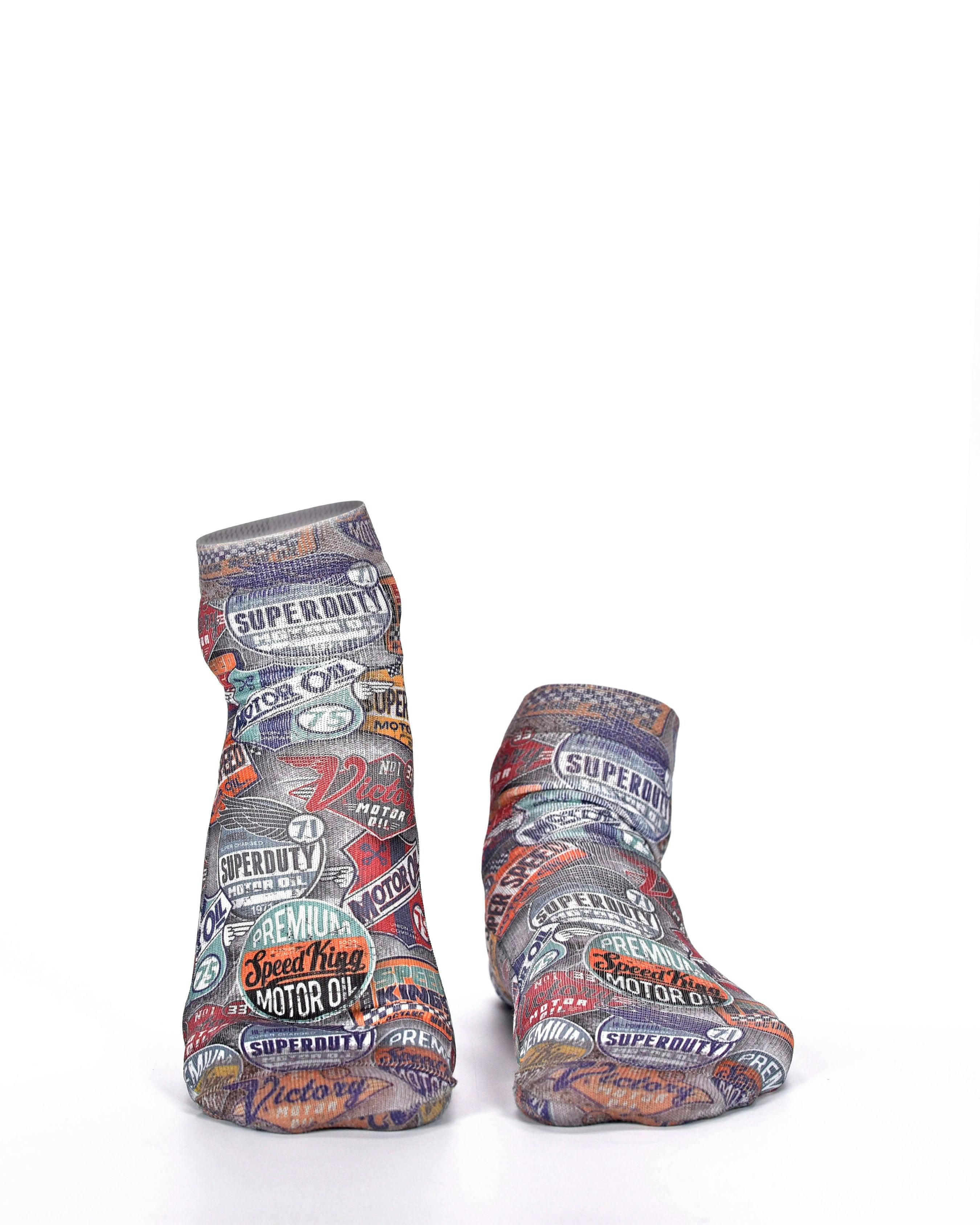 Jemsox Green Motor Badges Wigglesteps Sneaker Socks | Retro Cool & Easy Fit