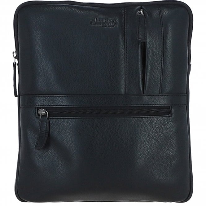 Leather Company Black Real Leather Messenger Bag With Multiple Pockets: Moscow - One Size - Leather