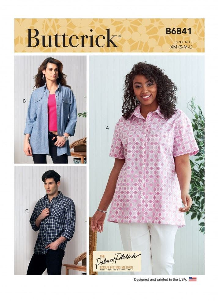 Butterick Women's Sewing Pattern 6841, Shirts For Xm (S-M-L) - Intermediate - Xn (Xl-Xxl-Xxxl)