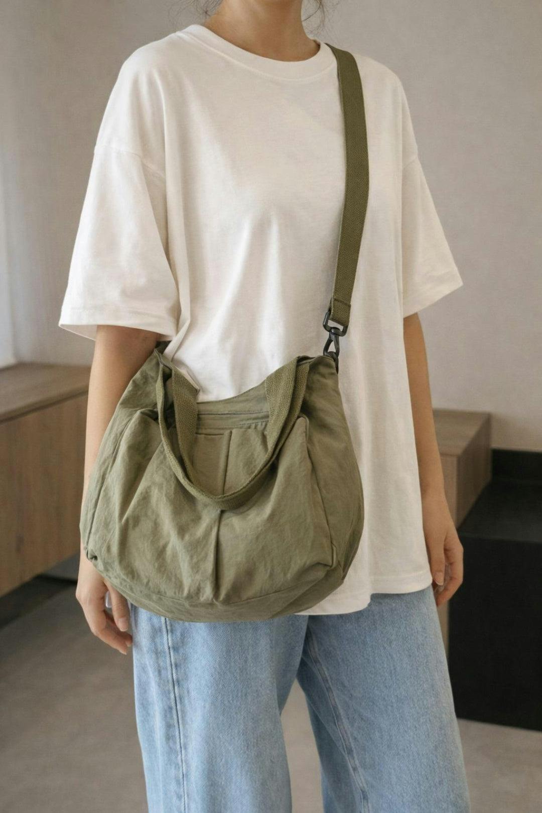 Svnx Women's Green Double Pockets Crossbody Bag In - Image 3