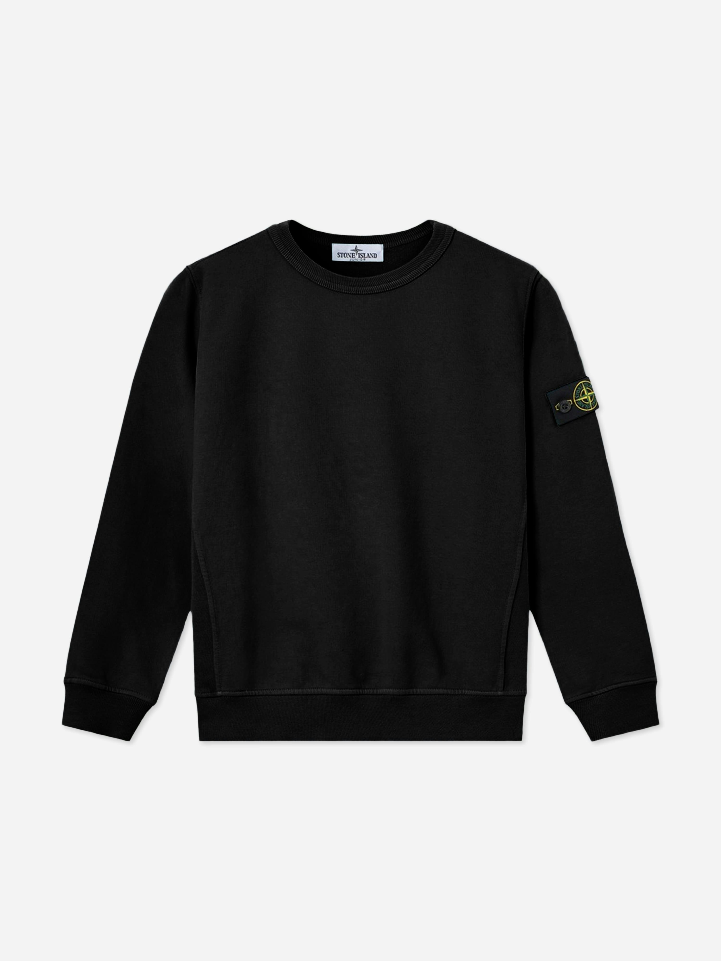 Stone Island Junior Boys Black Stone Island Brushed Cotton Fleece Sweatshirt In - Multicoloured - 12 Yrs