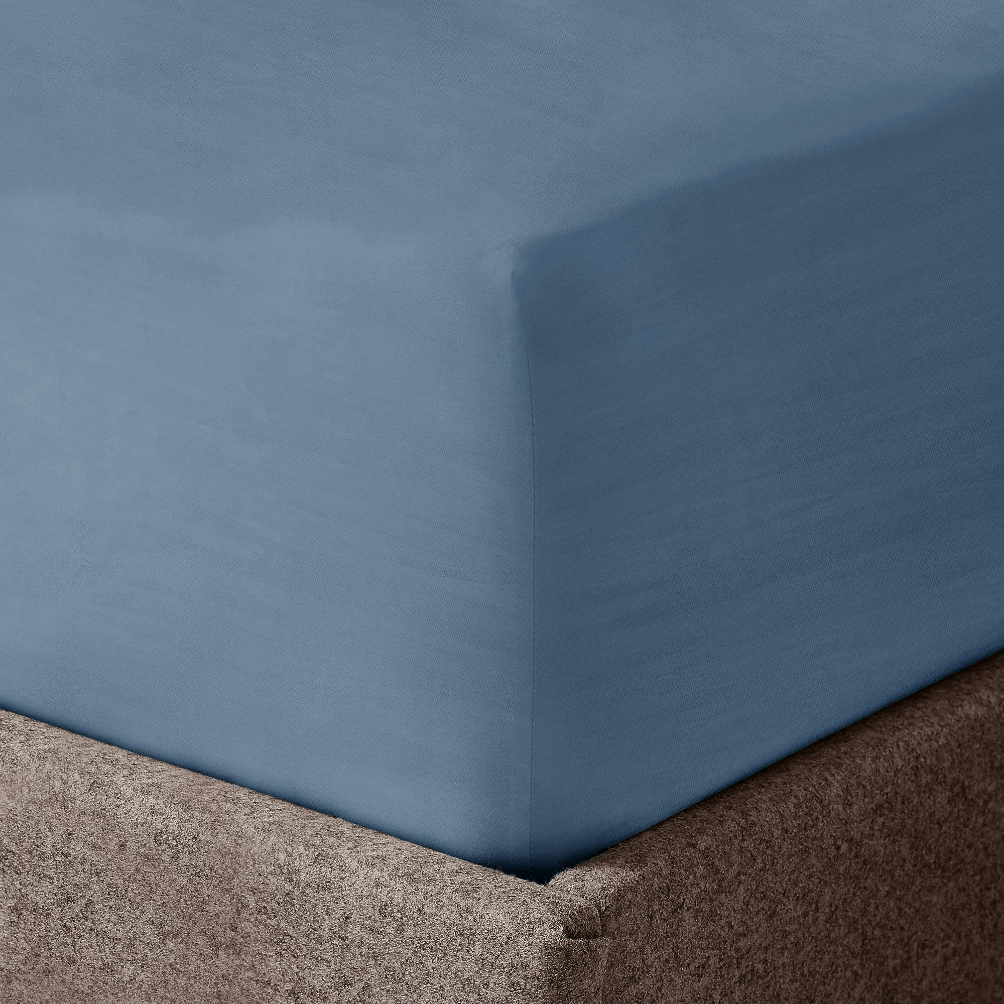 Rackhams Blue Washed Linen Look Fitted Sheet - King