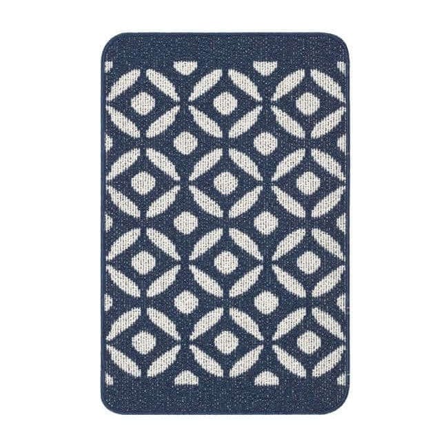 The Rugs Blue Washable Geometric Mat And Runner - 50X80 Cm