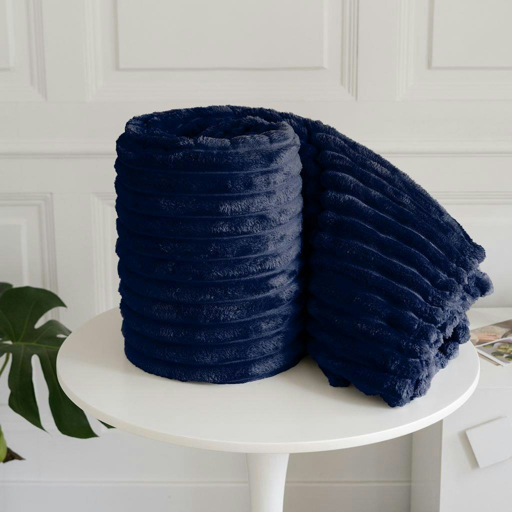 Rackhams Chunky Cord Navy Blanket/Throw - Navy - 200X240cm