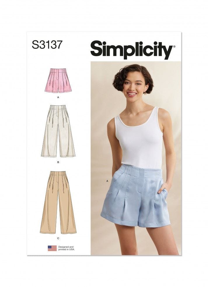 Simplicity Women's Sewing Pattern 3137, Shorts, Trousers For D5 (4-6-8-10-12) - Intermediate - R5 (14-16-18-20-22)