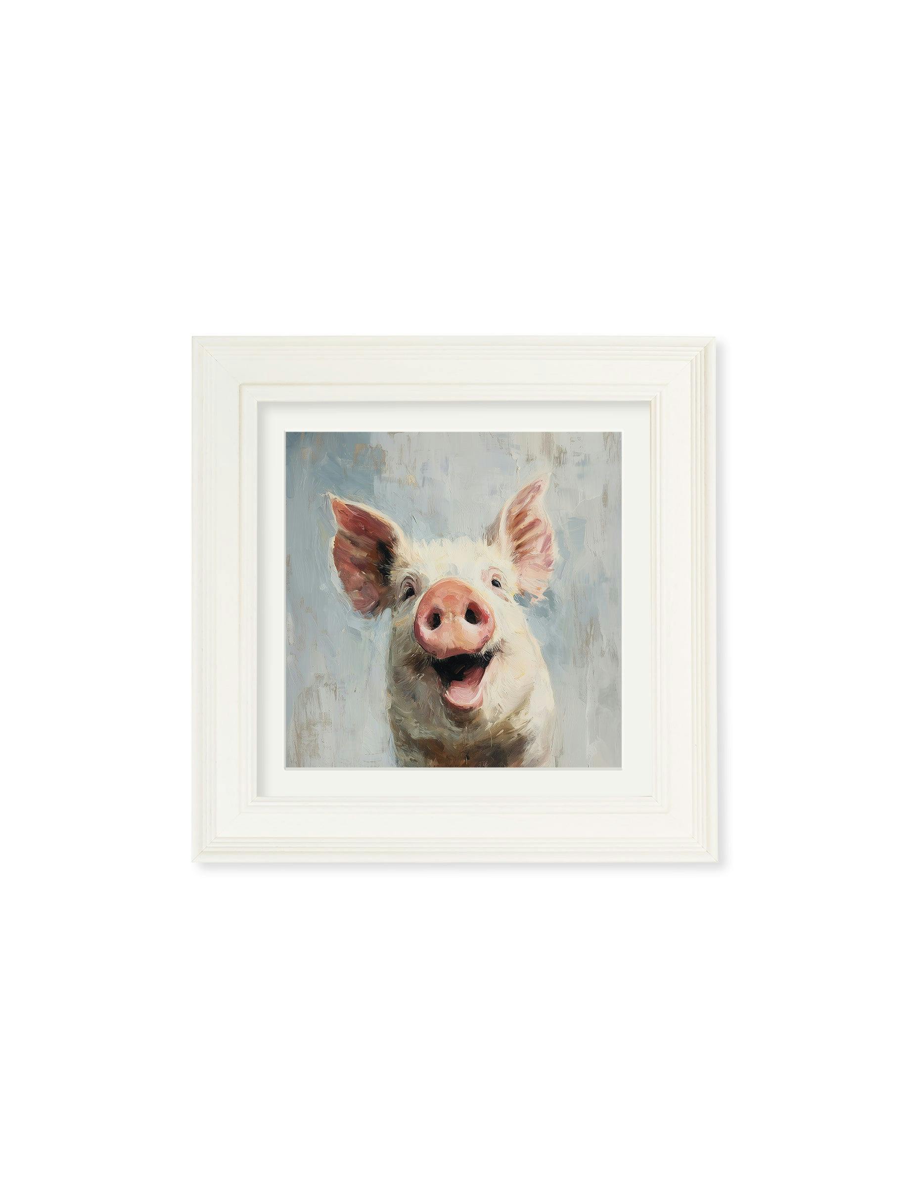 Rackhams Cream The Giggly Pig - Hurstwood Square Frame - The Giggly Pig - 44 X 44 Cm