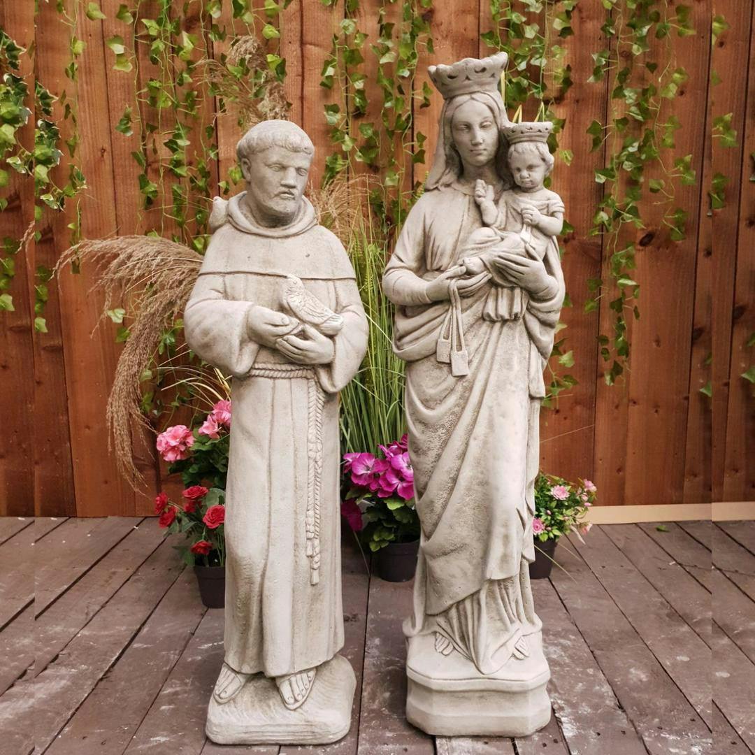 Rackhams Stone Cast Statues Of Mary With Child And St Francis