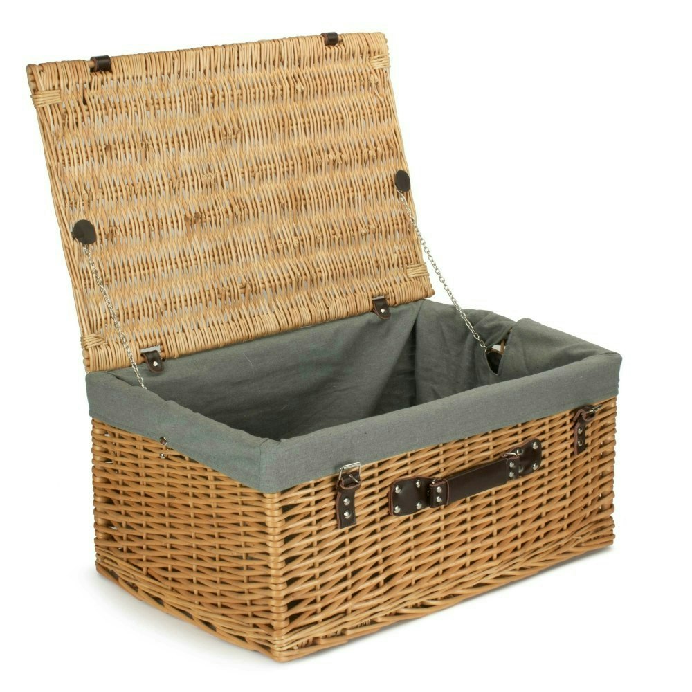 Red Hamper Red/Grey Hamper 62Cm Buff Willow Wicker Picnic Basket