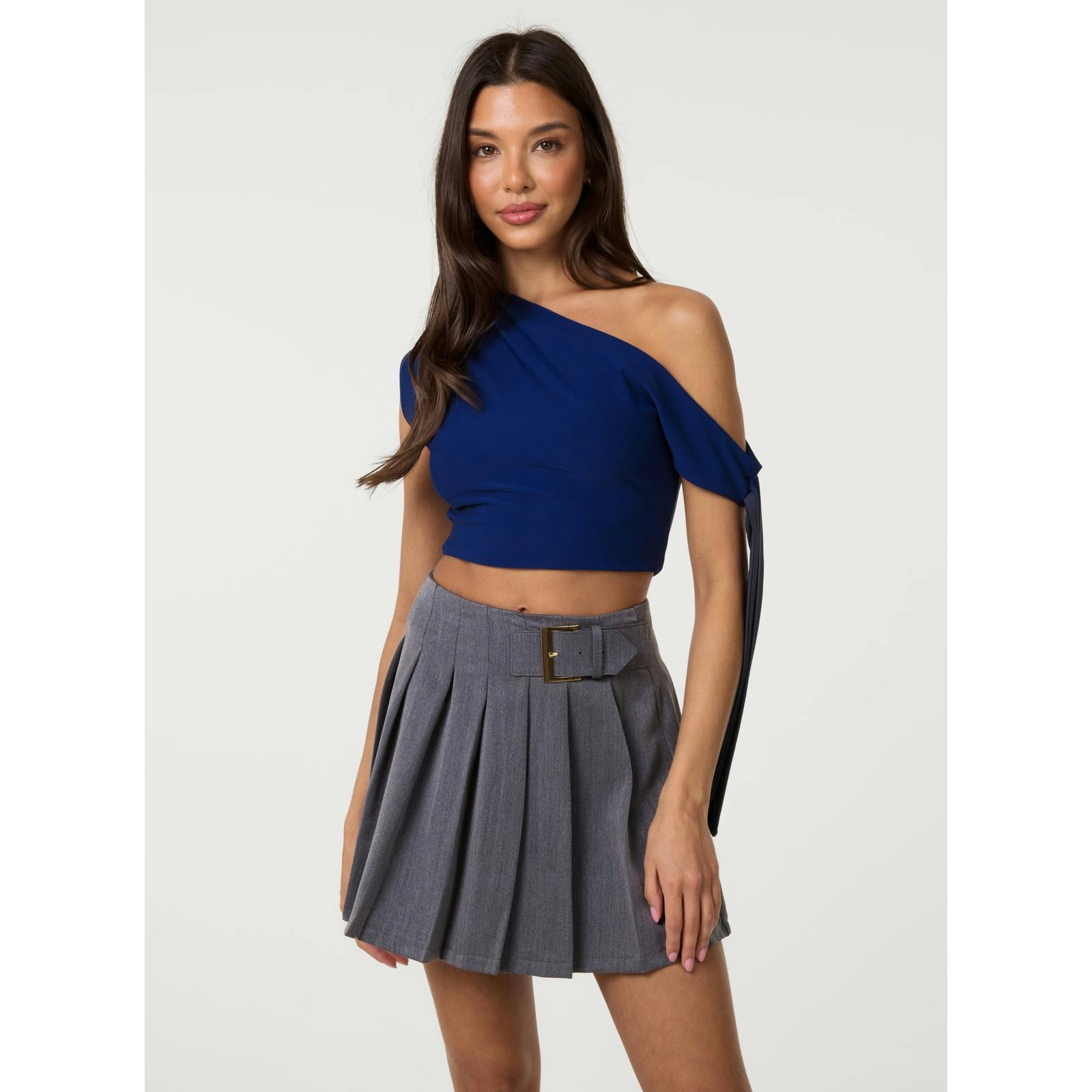 Pink Vanilla Soft Cotton Asymmetric Tie Sleeve Top - M - Navy
