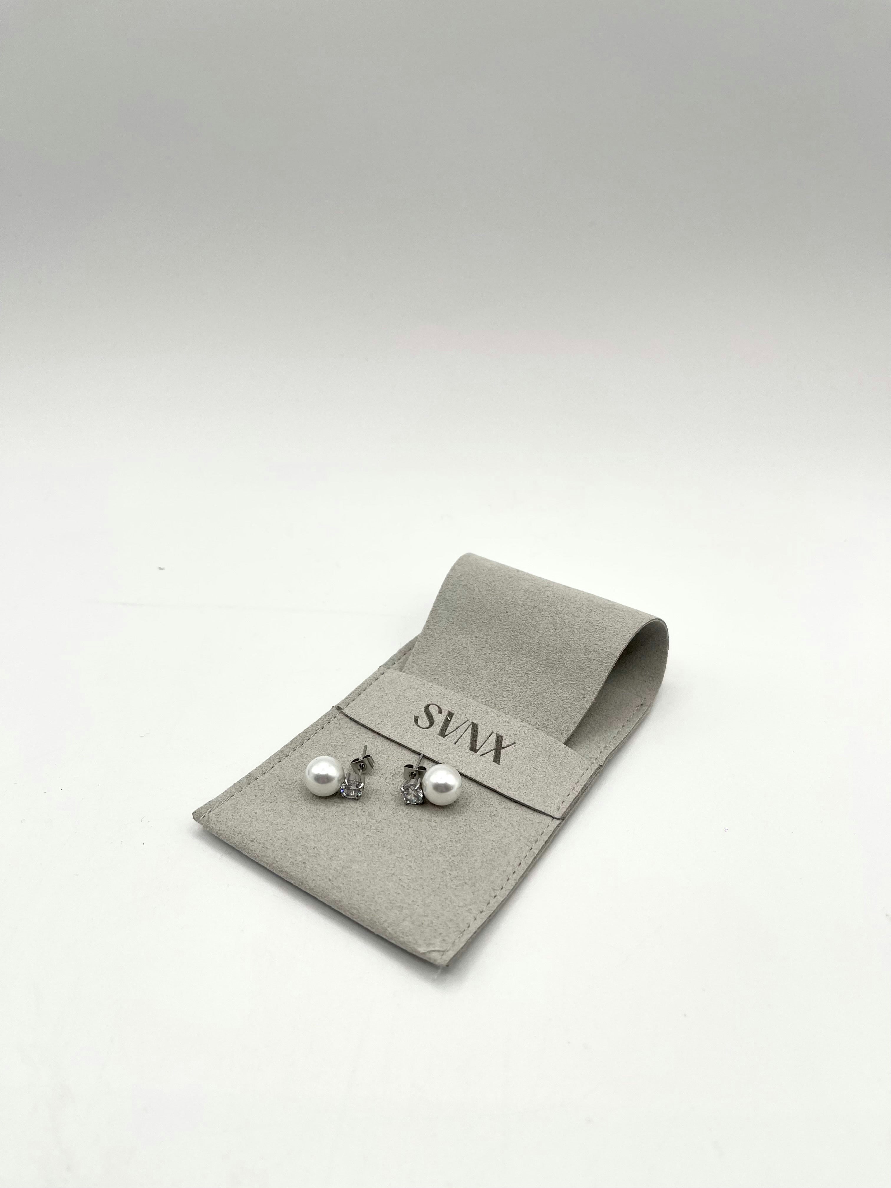 Svnx Women's Silver Large Pearl Diamante Earrings In - Image 7