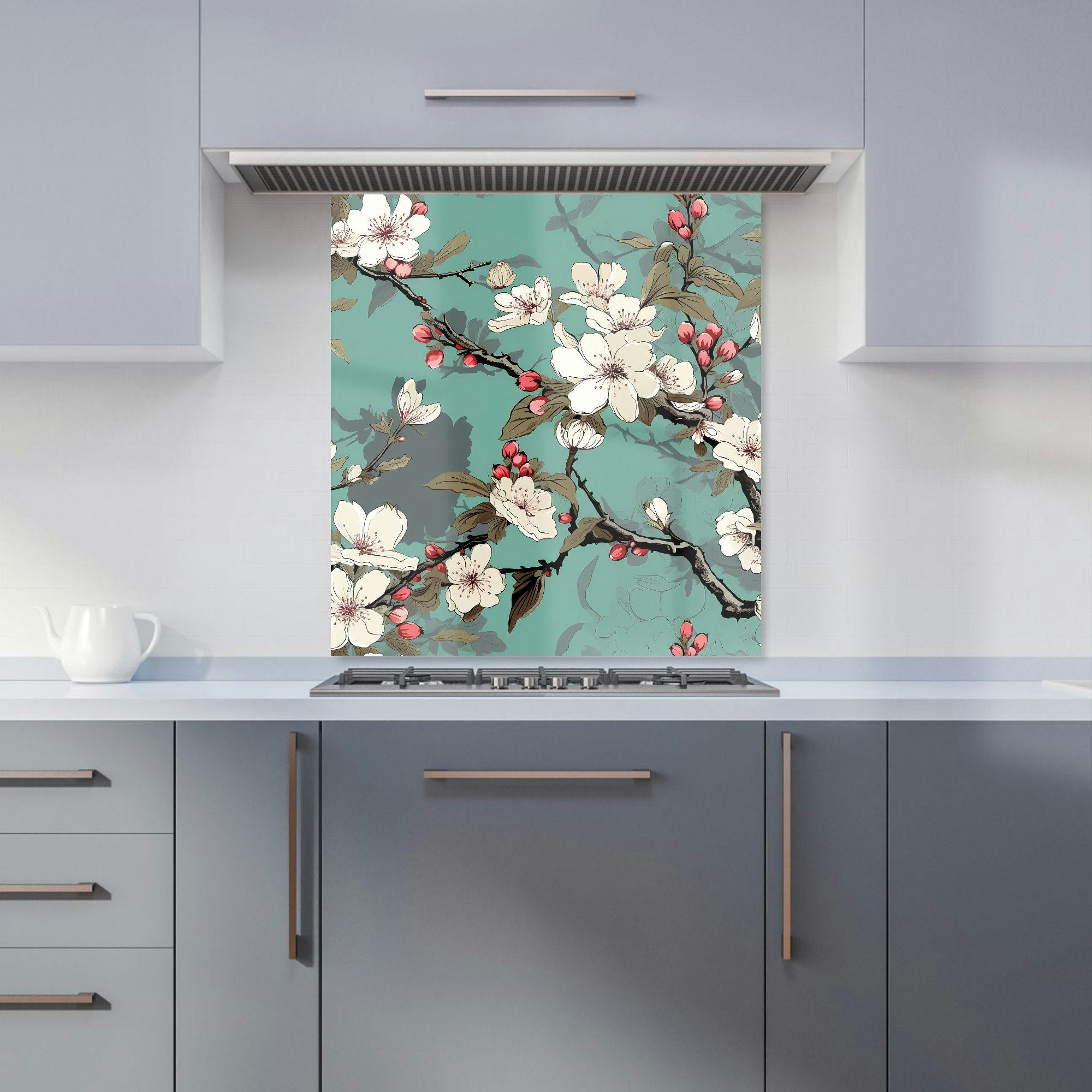 Warren Reed Pink - Designer Blossom Asian Design Kitchen Splashback - W700mm X H750mm